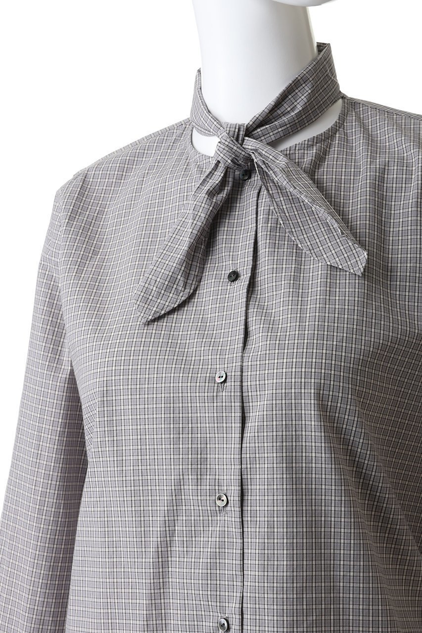 【ミズイロ インド/mizuiro ind】のチェックリボンタイシャツ 人気、トレンドファッション・服の通販 founy(ファニー) 　ファッション　Fashion　レディースファッション　Fashion for Women　トップス・カットソー　Cut & Sew Tops　シャツ・ブラウス・オフィスカジュアル　Elegant Blouses & Button-Ups　コンパクト　Compact, Small Size　ジャケット　Jacket, Outerwear　スリーブ　Sleeve, Long Sleeve / Short Sleeve　チェック　Check, Plaid, Tartan　リボン　Ribbon, Bow　ロング　Long, Long-Length　other-5|ID: prp329100004874353 ipo3291000000036357140