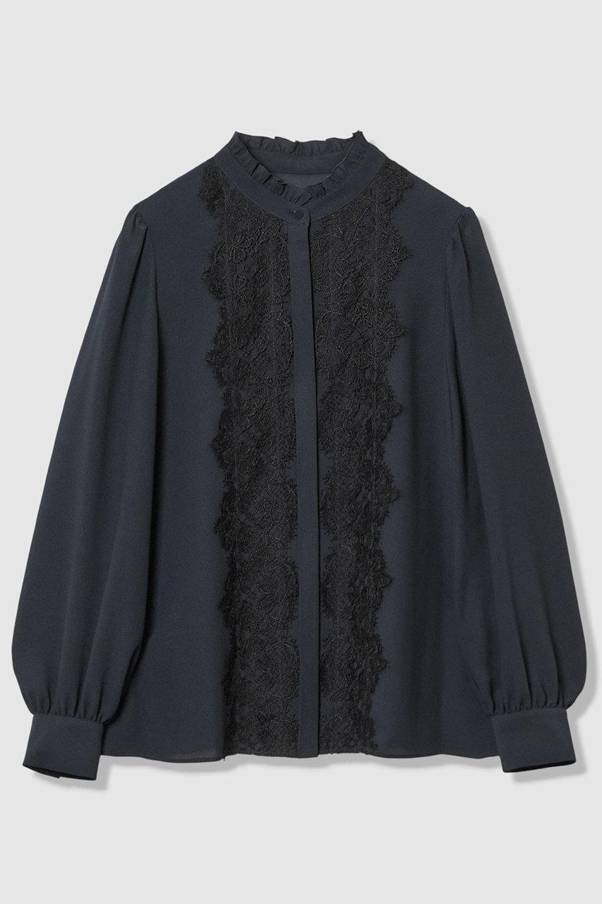 【アナイ/ANAYI】の【Eternal Line 2026】ジョーゼットレースコンビ ブラウス インテリア・キッズ・メンズ・レディースファッション・服の通販 founy(ファニー) ファッション Fashion レディースファッション Fashion for Women トップス・カットソー Cut & Sew Tops シャツ・ブラウス・オフィスカジュアル Elegant Blouses & Button-Ups イタリア Italy シフォン Chiffon, Lightweight Fabric ジャケット Jacket, Outerwear ジョーゼット Georgette, Semi-Sheer Fabric スリーブ Sleeve, Long Sleeve / Short Sleeve レース Lace, Lace Fabric ロング Long, Long-Length エレガント 上品 Elegant 再入荷 Restock / Back in Stock ネイビー|ID: prp329100004874363 ipo3291000000036357202