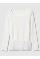 【アナイ/ANAYI】の【Eternal Line 2026】シアーフレアヘムリブ プルオーバー 人気、トレンドファッション・服の通販 founy(ファニー) ファッション Fashion レディースファッション Fashion for Women トップス・カットソー Cut & Sew Tops ニット Knit Tops & Sweaters カジュアルプルオーバー・ニットトップス Pullovers & Knit Tops / Casual Pullovers シアー Sheer, See-Through ジャケット Jacket, Outerwear ツイード Twill, Twill Weave デコルテ Décolleté, Neckline ペプラム Peplum, Flared Hem ミラノリブ Milano Rib, Milano Stitch エレガント 上品 Elegant |ID:prp329100004874373