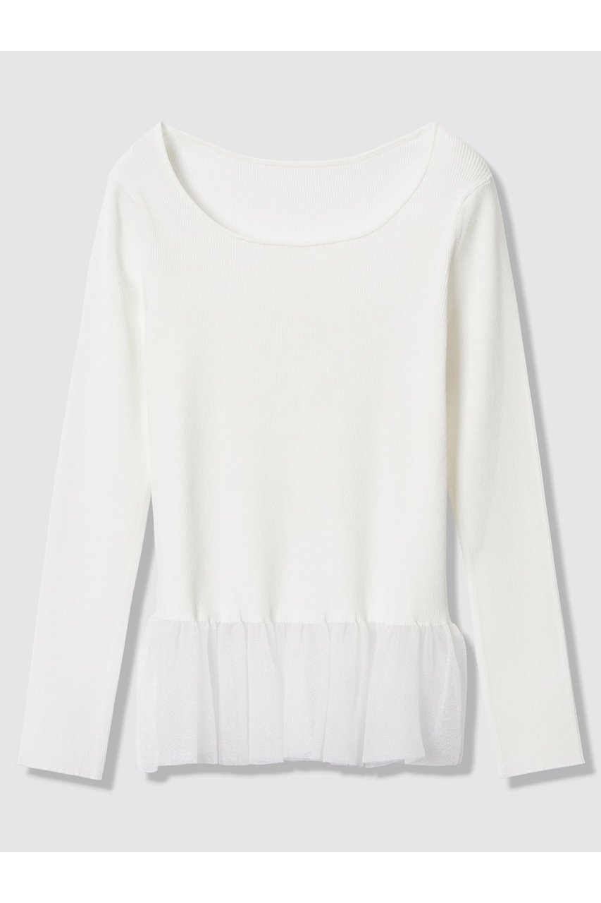 【アナイ/ANAYI】の【Eternal Line 2026】シアーフレアヘムリブ プルオーバー インテリア・キッズ・メンズ・レディースファッション・服の通販 founy(ファニー) 　ファッション　Fashion　レディースファッション　Fashion for Women　トップス・カットソー　Cut & Sew Tops　ニット　Knit Tops & Sweaters　カジュアルプルオーバー・ニットトップス　Pullovers & Knit Tops / Casual Pullovers　シアー　Sheer, See-Through　ジャケット　Jacket, Outerwear　ツイード　Twill, Twill Weave　デコルテ　Décolleté, Neckline　ペプラム　Peplum, Flared Hem　ミラノリブ　Milano Rib, Milano Stitch　エレガント 上品　Elegant　ホワイト|ID: prp329100004874373 ipo3291000000036357277