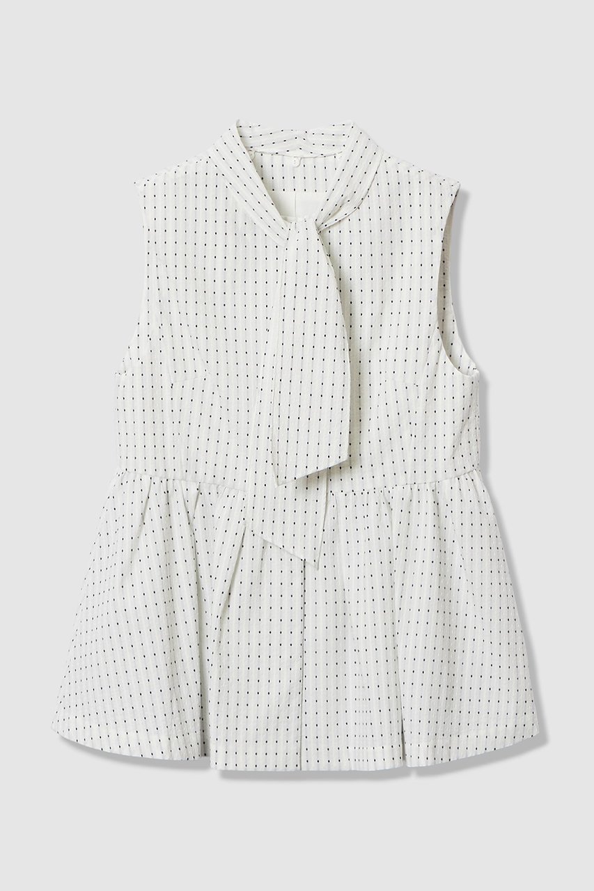 【アナイ/ANAYI】の【Eternal Line 2026】ドットジャガードペプラムジレ ブラウス インテリア・キッズ・メンズ・レディースファッション・服の通販 founy(ファニー) ファッション Fashion レディースファッション Fashion for Women アウター Coat / Outerwear Collection トップス・カットソー Cut & Sew Tops キャミソール&ノースリーブ Camisoles & Sleeveless Tops シャツ・ブラウス・オフィスカジュアル Elegant Blouses & Button-Ups ベスト&ジレ / 重ね着スタイル Vests & Gilets おすすめ Recommended / Our Picks シンプル Simple, Minimal ジャカード/ジャガード Jacquard, Woven Pattern ストレッチ Stretch, Stretchy Fabric セットアップ Set-Up, Coordinated Outfit ドット Polka Dot, Dot Pattern ノースリーブ Sleeveless, No-Sleeve リボン Ribbon, Bow エレガント 上品 Elegant 春 Spring ホワイト|ID: prp329100004874377 ipo3291000000036357304