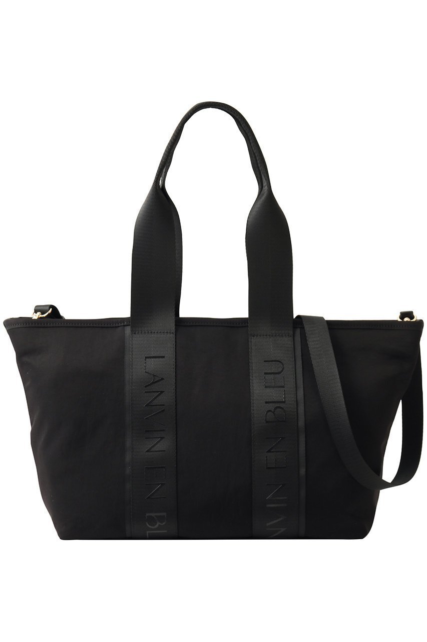【ランバン オン ブルー/LANVIN en Bleu】のロゴテープワイドトートバッグ インテリア・キッズ・メンズ・レディースファッション・服の通販 founy(ファニー) 　ファッション　Fashion　レディースファッション　Fashion for Women　バッグ　Bags　おすすめ　Recommended / Our Picks　ショルダー　Shoulder, Shoulder Strap　シンプル　Simple, Minimal　ジップ　Zip, Zipper　ワイド　Wide, Wide Fit　エレガント 上品　Elegant　ビジネス 仕事 通勤　Business / Work / Commuting　ブラック|ID: prp329100004874409 ipo3291000000036357557