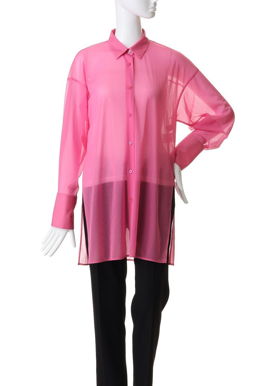 【アンクレイヴ/uncrave】のトリコットシフォン ロングシャツ 人気、トレンドファッション・服の通販 founy(ファニー) 　ファッション　Fashion　レディースファッション　Fashion for Women　トップス・カットソー　Cut & Sew Tops　シャツ・ブラウス・オフィスカジュアル　Elegant Blouses & Button-Ups　ギャザー　Gathered, Ruffled　シアー　Sheer, See-Through　シフォン　Chiffon, Lightweight Fabric　ストレッチ　Stretch, Stretchy Fabric　スリット　Slit, Slit Detail　スリーブ　Sleeve, Long Sleeve / Short Sleeve　ロング　Long, Long-Length　エレガント 上品　Elegant　other-2|ID: prp329100004874435 ipo3291000000036357776