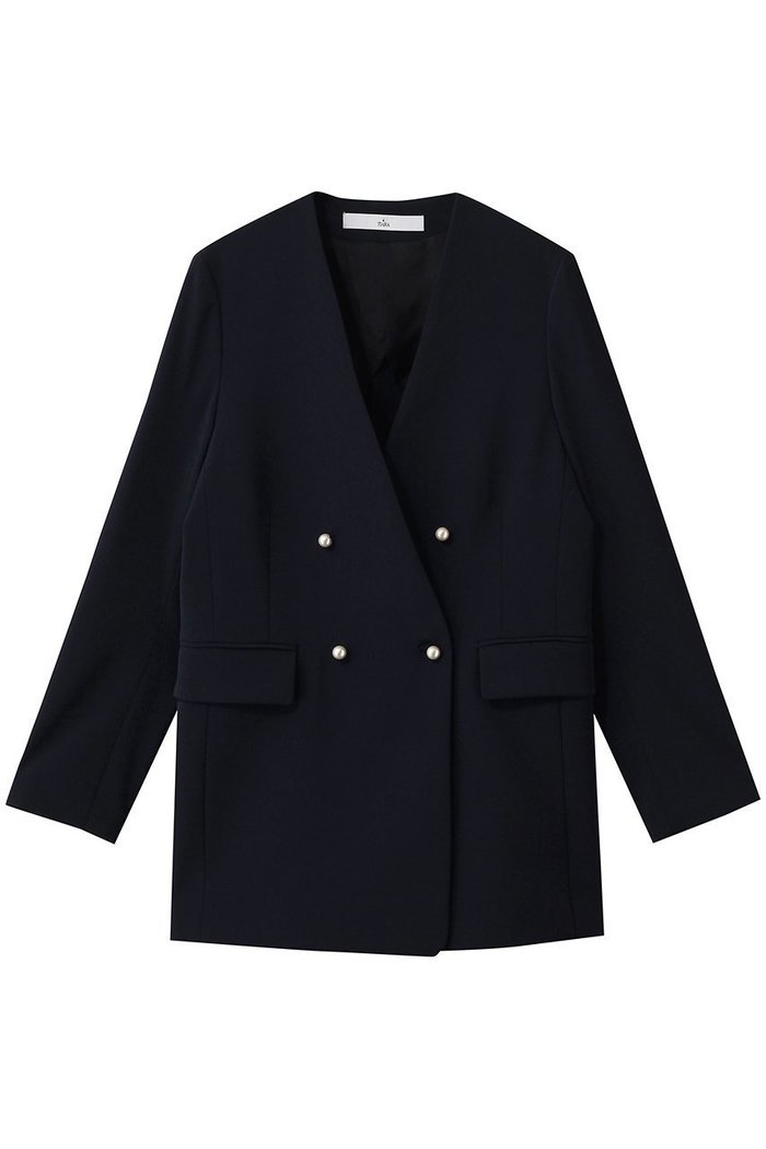 【ティアラ/Tiara】のノーカラーダブルジャケット インテリア・キッズ・メンズ・レディースファッション・服の通販 founy(ファニー) https://founy.com/ ファッション Fashion レディースファッション Fashion for Women アウター Coat / Outerwear Collection レディースジャケット・軽アウター Jackets おすすめ Recommended / Our Picks ジャケット Jacket, Outerwear ダウン Down, Puffer ダブル Double, Double-Breasted デニム Denim, Jeans Material パール Pearl, Pearl Accent ボトム Bottoms, Lower Wear ミドル Middle Length, Mid Height エレガント 上品 Elegant |ID: prp329100004874453 ipo3291000000036357927