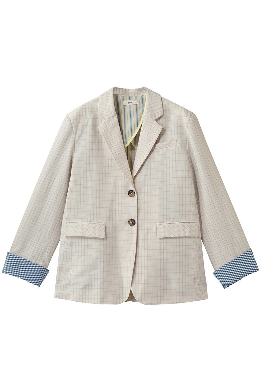 【ウーア/Uhr】のコンヴァーチブル カフ ジャケット インテリア・キッズ・メンズ・レディースファッション・服の通販 founy(ファニー) 　ファッション　Fashion　レディースファッション　Fashion for Women　アウター　Coat / Outerwear Collection　レディースジャケット・軽アウター　Jackets　カフス　Cuff Design　シンプル　Simple, Minimal　ジャケット　Jacket, Outerwear　スリーブ　Sleeve, Long Sleeve / Short Sleeve　チェック　Check, Plaid, Tartan　ロング　Long, Long-Length　夏　Summer　春　Spring　S/S・春夏　SS, Spring/Summer, Warm Season　ホワイト|ID: prp329100004874467 ipo3291000000036358036