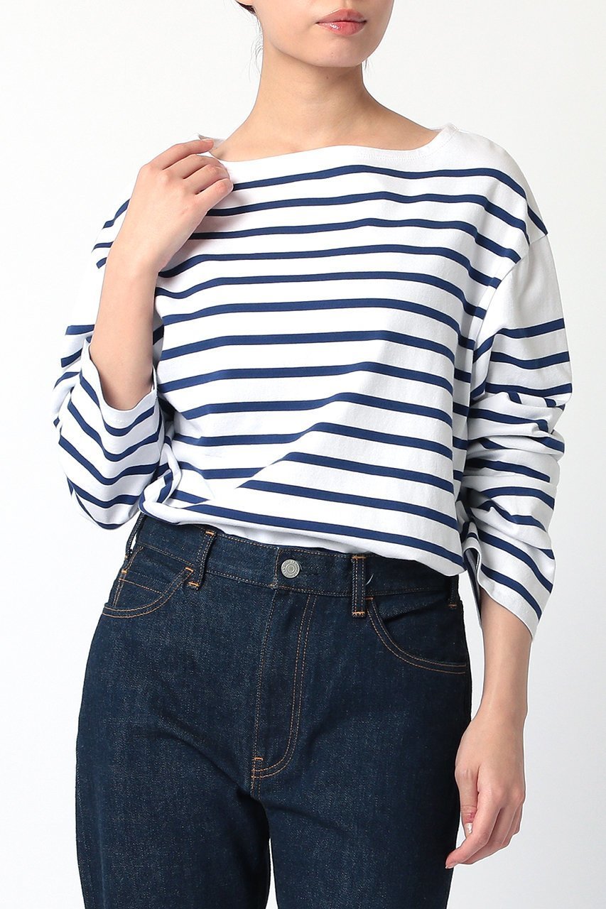 【ジェービーアタイア/J.B. ATTIRE】のCHAMB RY BASQUE SHIRT 人気、トレンドファッション・服の通販 founy(ファニー) 　ファッション　Fashion　レディースファッション　Fashion for Women　トップス・カットソー　Cut & Sew Tops　シャツ・ブラウス・オフィスカジュアル　Elegant Blouses & Button-Ups　ロングTシャツ・Tシャツ　Longline T-Shirts & Tees　カットソー・ベーシックTシャツ　Cut-and-Sewn Tops / Stretch Tees & Basics　スリーブ　Sleeve, Long Sleeve / Short Sleeve　バスク　Basque, Basque Style　バランス　Balance, Style Balance　ボーダー　Border, Stripe　ロング　Long, Long-Length　other-4|ID: prp329100004874507 ipo3291000000036358322