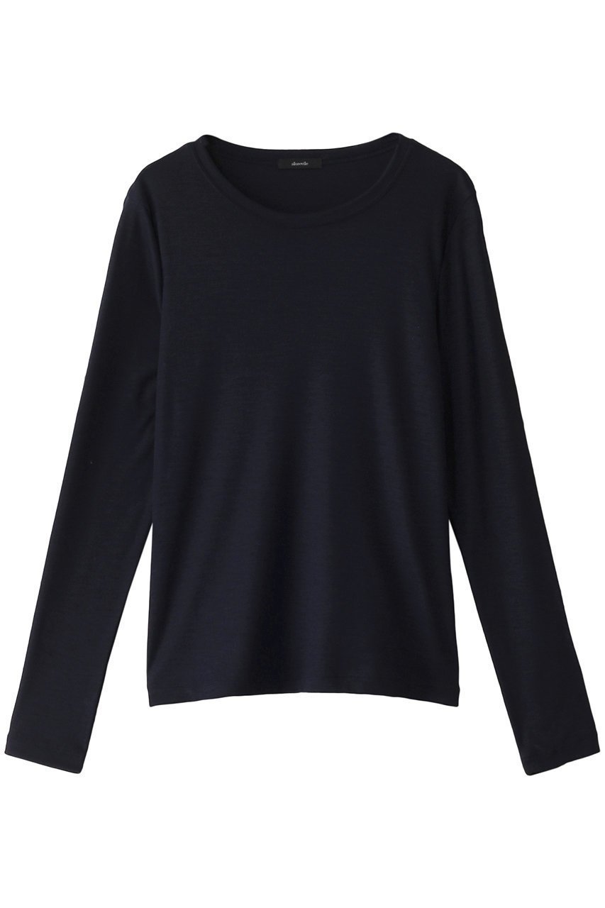 【アルアバイル/allureville】のシアーウールフライスプルオーバー インテリア・キッズ・メンズ・レディースファッション・服の通販 founy(ファニー) 　ファッション　Fashion　レディースファッション　Fashion for Women　トップス・カットソー　Cut & Sew Tops　シャツ・ブラウス・オフィスカジュアル　Elegant Blouses & Button-Ups　ロングTシャツ・Tシャツ　Longline T-Shirts & Tees　カジュアルプルオーバー・ニットトップス　Pullovers & Knit Tops / Casual Pullovers　カットソー・ベーシックTシャツ　Cut-and-Sewn Tops / Stretch Tees & Basics　シアー　Sheer, See-Through　ジャケット　Jacket, Outerwear　スリーブ　Sleeve, Long Sleeve / Short Sleeve　ロング　Long, Long-Length　ネイビー|ID: prp329100004874532 ipo3291000000036358538