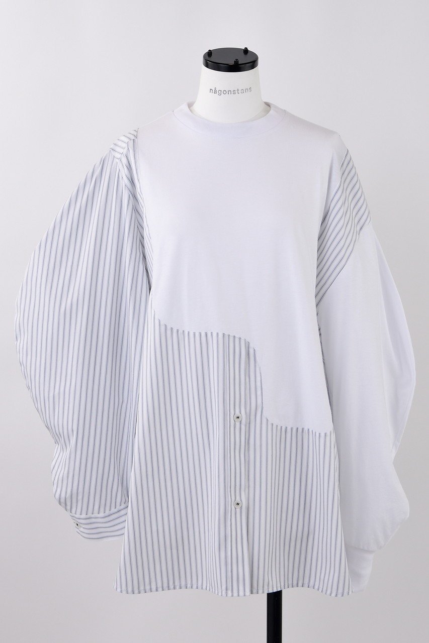 【ナゴンスタンス/nagonstans】のソフト天竺 SH ロングTシャツ インテリア・キッズ・メンズ・レディースファッション・服の通販 founy(ファニー) 　ファッション　Fashion　レディースファッション　Fashion for Women　トップス・カットソー　Cut & Sew Tops　シャツ・ブラウス・オフィスカジュアル　Elegant Blouses & Button-Ups　ロングTシャツ・Tシャツ　Longline T-Shirts & Tees　カットソー・ベーシックTシャツ　Cut-and-Sewn Tops / Stretch Tees & Basics　アシンメトリー　Asymmetrical Style　カットソー　Cut and Sewn Top　スリーブ　Sleeve, Long Sleeve / Short Sleeve　ドッキング　Docking, Mixed Material　ロング　Long, Long-Length　Salt|ID: prp329100004874553 ipo3291000000036358691