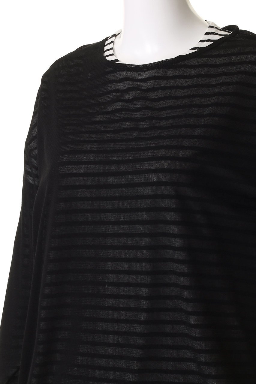 【オブラダ/Oblada】のシアーレイヤー ロングTシャツ 人気、トレンドファッション・服の通販 founy(ファニー) 　ファッション　Fashion　レディースファッション　Fashion for Women　トップス・カットソー　Cut & Sew Tops　シャツ・ブラウス・オフィスカジュアル　Elegant Blouses & Button-Ups　ロングTシャツ・Tシャツ　Longline T-Shirts & Tees　カットソー・ベーシックTシャツ　Cut-and-Sewn Tops / Stretch Tees & Basics　インナー　Innerwear　シアー　Sheer, See-Through　シンプル　Simple, Minimal　スリーブ　Sleeve, Long Sleeve / Short Sleeve　トレンド　Trend, Trending Now　ボーダー　Border, Stripe　ロング　Long, Long-Length　エレガント 上品　Elegant　other-5|ID: prp329100004874555 ipo3291000000036358709