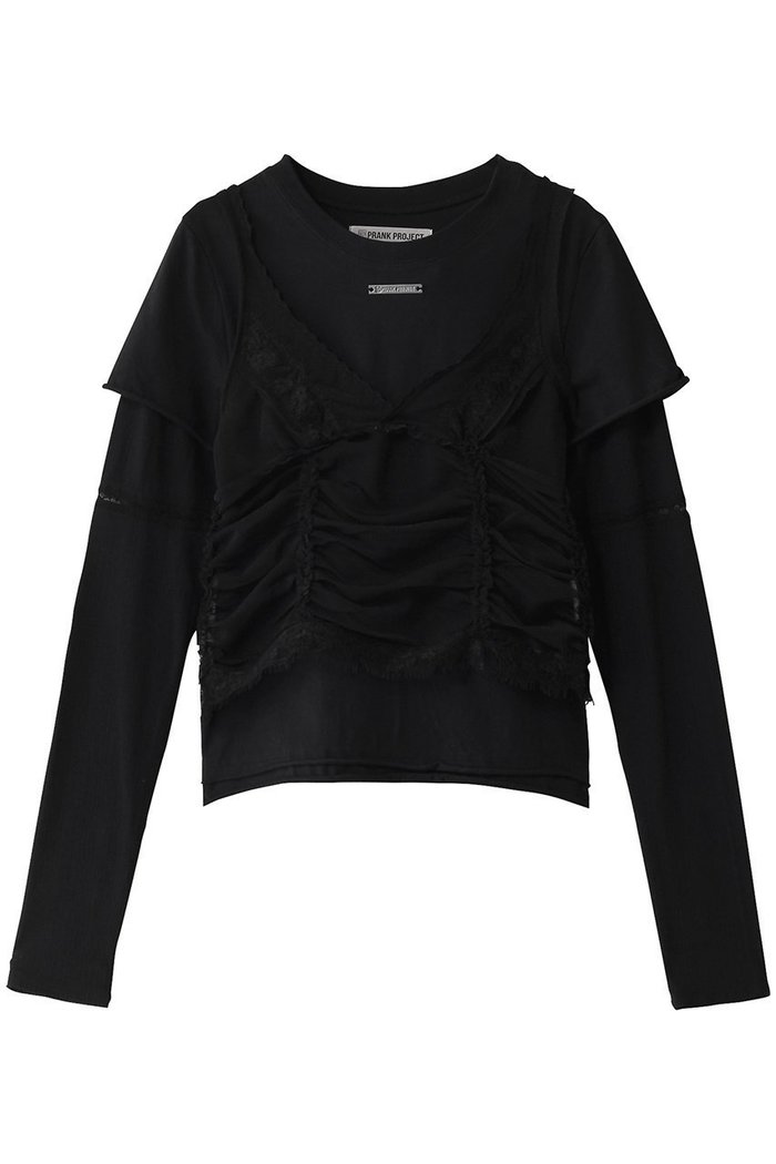 【プランク プロジェクト/PRANK PROJECT】のビスチェレイヤードレーストリムトップ / Bustier Layered Lace Trim Top インテリア・キッズ・メンズ・レディースファッション・服の通販 founy(ファニー) https://founy.com/ ファッション Fashion レディースファッション Fashion for Women トップス・カットソー Cut & Sew Tops キャミソール&ノースリーブ Camisoles & Sleeveless Tops シャツ・ブラウス・オフィスカジュアル Elegant Blouses & Button-Ups ロングTシャツ・Tシャツ Longline T-Shirts & Tees カットソー・ベーシックTシャツ Cut-and-Sewn Tops / Stretch Tees & Basics ビスチェ Bustiers & Corset Tops / Layered Bustier Style おすすめ Recommended / Our Picks エアリー Airy Texture カットソー Cut and Sewn Top キャミソール Camisole, Spaghetti Strap Top シアー Sheer, See-Through シフォン Chiffon, Lightweight Fabric タンク Tank Top, Sleeveless Top トリミング Trimming, Decorative Edge ドッキング Docking, Mixed Material バランス Balance, Style Balance パターン Pattern, Design Print マニッシュ Mannish, Boyish メッシュ Mesh, Net Fabric レース Lace, Lace Fabric 長袖 Long Sleeve, Full Sleeve |ID: prp329100004874563 ipo3291000000036358761