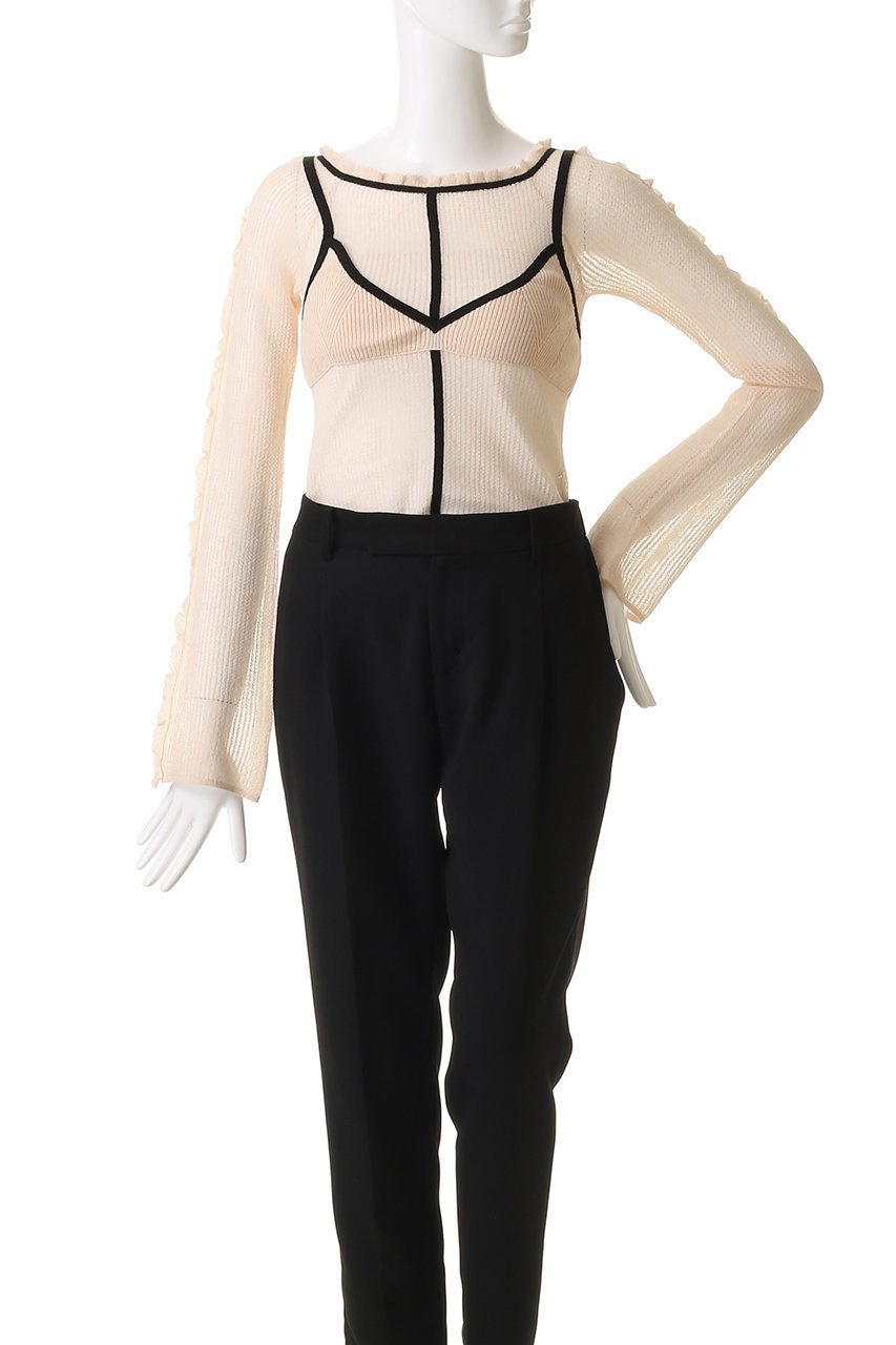 【プランク プロジェクト/PRANK PROJECT】のレイヤードフリルニットトップス / Layered Frill Knit Top 人気、トレンドファッション・服の通販 founy(ファニー) 　ファッション　Fashion　レディースファッション　Fashion for Women　トップス・カットソー　Cut & Sew Tops　ニット　Knit Tops & Sweaters　キャミソール&ノースリーブ　Camisoles & Sleeveless Tops　シャツ・ブラウス・オフィスカジュアル　Elegant Blouses & Button-Ups　ロングTシャツ・Tシャツ　Longline T-Shirts & Tees　カットソー・ベーシックTシャツ　Cut-and-Sewn Tops / Stretch Tees & Basics　キャミソール　Camisole, Spaghetti Strap Top　スーツ　Suit, Formalwear　タンク　Tank Top, Sleeveless Top　デコルテ　Décolleté, Neckline　ドッキング　Docking, Mixed Material　フリル　Frill, Ruffle　ボトム　Bottoms, Lower Wear　リネン　Linen, Linen Fabric　other-2|ID: prp329100004874567 ipo3291000000036358797