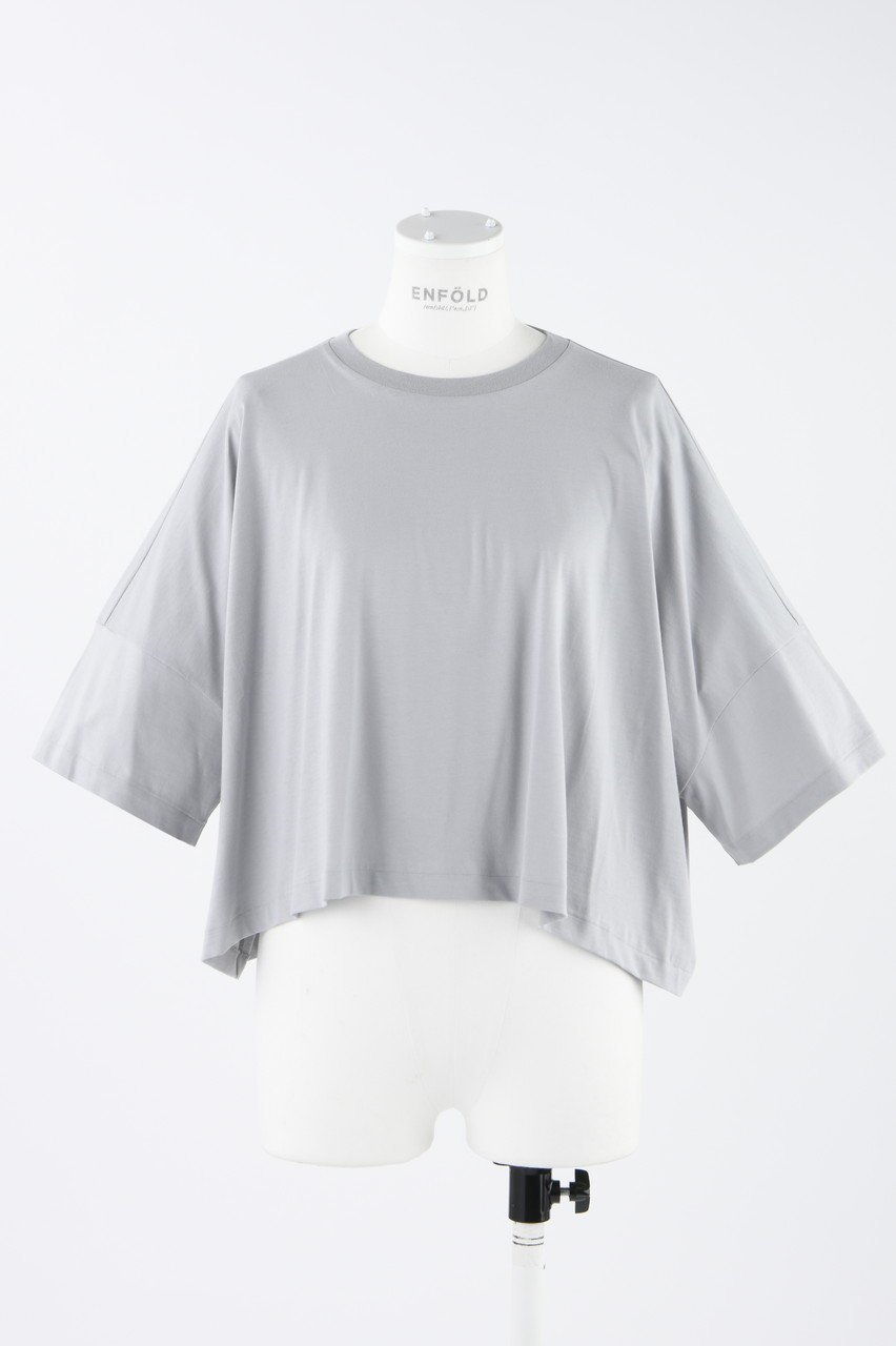 【エンフォルド/ENFOLD】のハイゲージスビン天竺 ワイドクロップド T/SH Tシャツ インテリア・キッズ・メンズ・レディースファッション・服の通販 founy(ファニー) 　ファッション　Fashion　レディースファッション　Fashion for Women　トップス・カットソー　Cut & Sew Tops　シャツ・ブラウス・オフィスカジュアル　Elegant Blouses & Button-Ups　ロングTシャツ・Tシャツ　Longline T-Shirts & Tees　カットソー・ベーシックTシャツ　Cut-and-Sewn Tops / Stretch Tees & Basics　クロップド　Cropped, Short Length　ショート　Short, Short Length　スリーブ　Sleeve, Long Sleeve / Short Sleeve　バランス　Balance, Style Balance　ワイド　Wide, Wide Fit　エレガント 上品　Elegant　ライトグレー|ID: prp329100004874635 ipo3291000000036359301