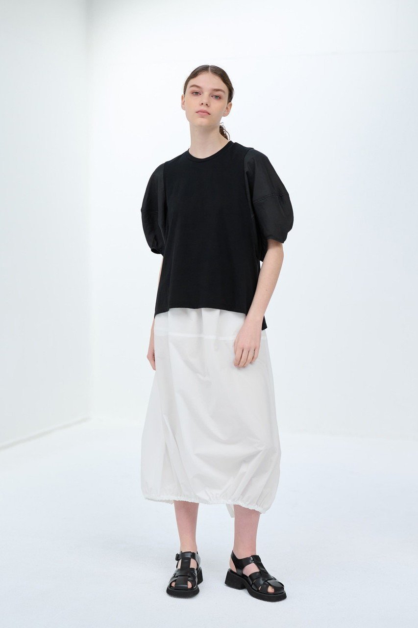 【ランバン オン ブルー/LANVIN en Bleu】の袖布帛コンビカットソー 人気、トレンドファッション・服の通販 founy(ファニー) 　ファッション　Fashion　レディースファッション　Fashion for Women　トップス・カットソー　Cut & Sew Tops　シャツ・ブラウス・オフィスカジュアル　Elegant Blouses & Button-Ups　ロングTシャツ・Tシャツ　Longline T-Shirts & Tees　カットソー・ベーシックTシャツ　Cut-and-Sewn Tops / Stretch Tees & Basics　カットソー　Cut and Sewn Top　コンビ　Combo, Combination Style　ショート　Short, Short Length　スリーブ　Sleeve, Long Sleeve / Short Sleeve　タフタ　Taffeta, Structured Fabric　ヴィンテージ　Vintage Style　エレガント 上品　Elegant　other-3|ID: prp329100004874639 ipo3291000000036359338