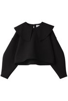 【ランバン オン ブルー/LANVIN en Bleu】のビックカラークロップドカットソー 人気、トレンドファッション・服の通販 founy(ファニー) ファッション Fashion レディースファッション Fashion for Women トップス・カットソー Cut & Sew Tops シャツ・ブラウス・オフィスカジュアル Elegant Blouses & Button-Ups ロングTシャツ・Tシャツ Longline T-Shirts & Tees カットソー・ベーシックTシャツ Cut-and-Sewn Tops / Stretch Tees & Basics カットソー Cut and Sewn Top クロップド Cropped, Short Length スリット Slit, Slit Detail スリーブ Sleeve, Long Sleeve / Short Sleeve トレンド Trend, Trending Now リボン Ribbon, Bow ロング Long, Long-Length thumbnail ブラック|ID: prp329100004874669 ipo3291000000036359552