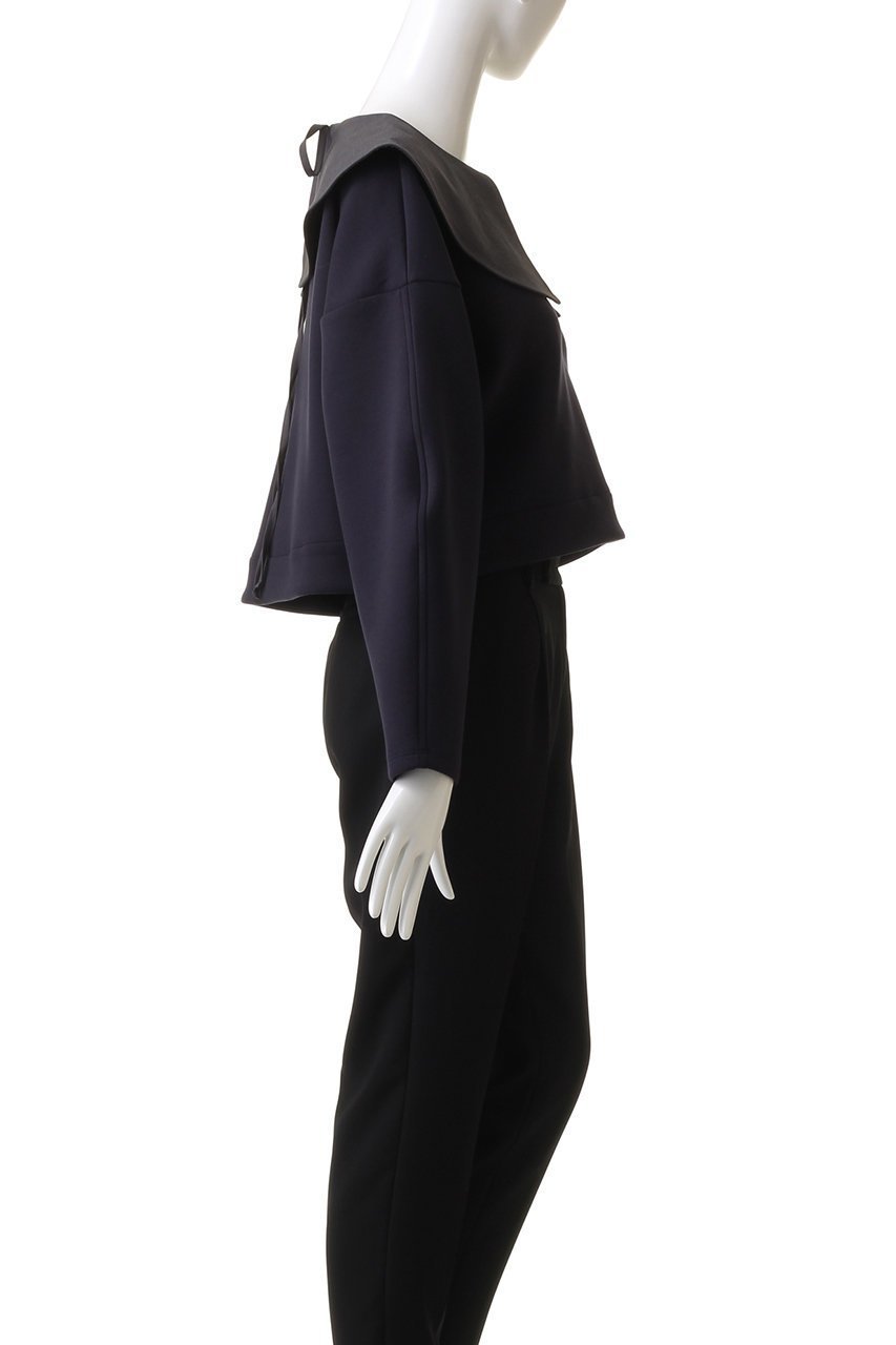 【ランバン オン ブルー/LANVIN en Bleu】のビックカラークロップドカットソー 人気、トレンドファッション・服の通販 founy(ファニー) 　ファッション　Fashion　レディースファッション　Fashion for Women　トップス・カットソー　Cut & Sew Tops　シャツ・ブラウス・オフィスカジュアル　Elegant Blouses & Button-Ups　ロングTシャツ・Tシャツ　Longline T-Shirts & Tees　カットソー・ベーシックTシャツ　Cut-and-Sewn Tops / Stretch Tees & Basics　カットソー　Cut and Sewn Top　クロップド　Cropped, Short Length　スリット　Slit, Slit Detail　スリーブ　Sleeve, Long Sleeve / Short Sleeve　トレンド　Trend, Trending Now　リボン　Ribbon, Bow　ロング　Long, Long-Length　other-3|ID: prp329100004874669 ipo3291000000036359554