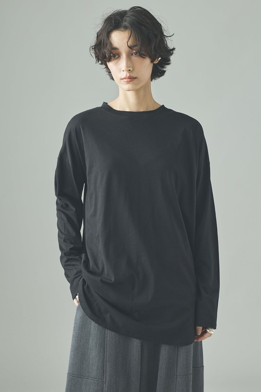 【カレンソロジー/Curensology】のシャツテイルロングTシャツ インテリア・キッズ・メンズ・レディースファッション・服の通販 founy(ファニー) 　ファッション　Fashion　レディースファッション　Fashion for Women　トップス・カットソー　Cut & Sew Tops　シャツ・ブラウス・オフィスカジュアル　Elegant Blouses & Button-Ups　ロングTシャツ・Tシャツ　Longline T-Shirts & Tees　カットソー・ベーシックTシャツ　Cut-and-Sewn Tops / Stretch Tees & Basics　おすすめ　Recommended / Our Picks　スリーブ　Sleeve, Long Sleeve / Short Sleeve　ロング　Long, Long-Length　ブラック|ID: prp329100004874774 ipo3291000000036360325