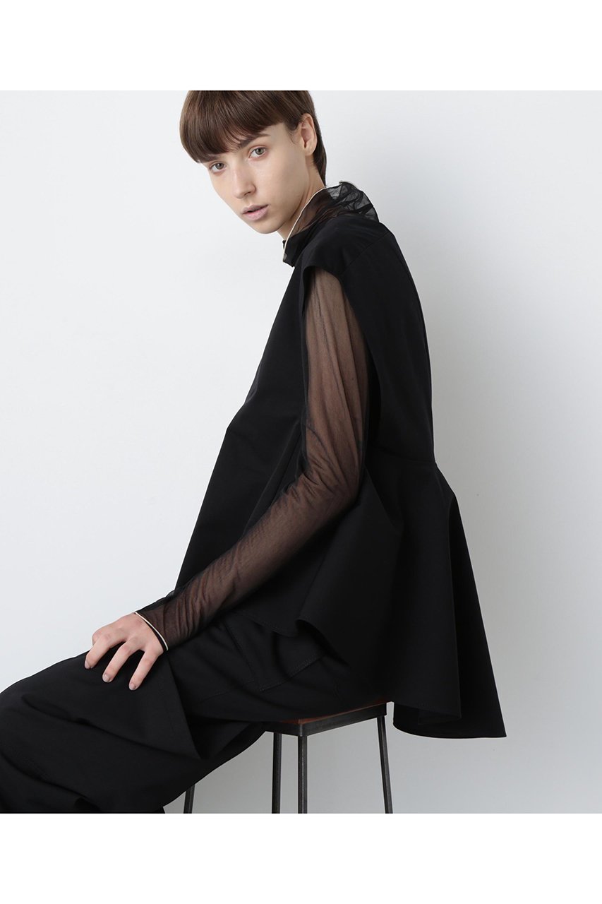 【ヒューエルミュージアム/hueLe Museum】の【STUMBLY】Back Peplum Gilet Blouse 人気、トレンドファッション・服の通販 founy(ファニー) 　ファッション　Fashion　レディースファッション　Fashion for Women　アウター　Coat / Outerwear Collection　トップス・カットソー　Cut & Sew Tops　キャミソール&ノースリーブ　Camisoles & Sleeveless Tops　シャツ・ブラウス・オフィスカジュアル　Elegant Blouses & Button-Ups　ベスト&ジレ / 重ね着スタイル　Vests & Gilets　ノースリーブ　Sleeveless, No-Sleeve　フロント　Front, Front Design　ペプラム　Peplum, Flared Hem　切替　Switching, Contrast Panel　定番　Standard, Basic Item　 other-1|ID: prp329100004874786 ipo3291000000036360389