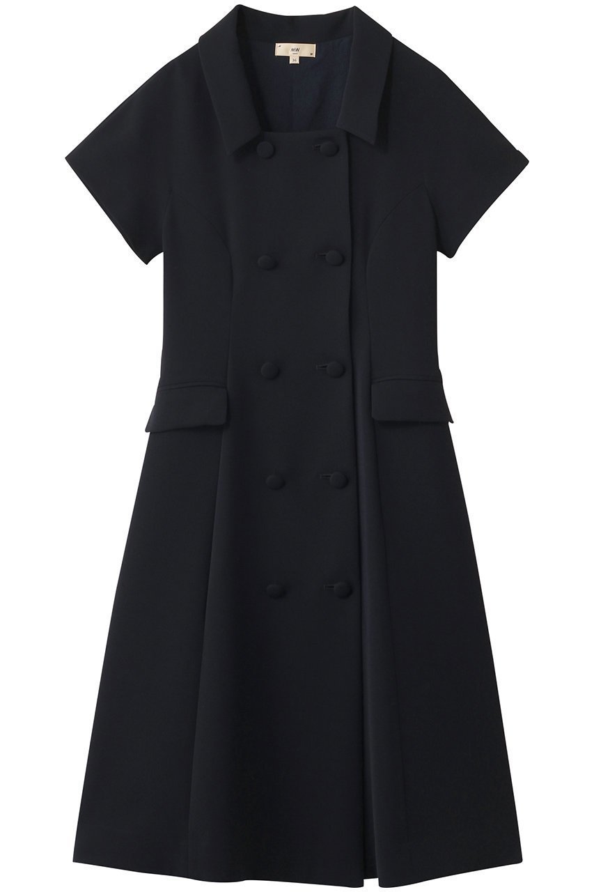 【エムダブリュー/MW】のトリアセテート ダブルボタンドレス インテリア・キッズ・メンズ・レディースファッション・服の通販 founy(ファニー) 　ファッション　Fashion　レディースファッション　Fashion for Women　ワンピース　Dresses　フォーマル・パーティードレス・結婚式用ドレス　Elegant & Casual Dresses　チュニック　Tunic Tops & Dresses　ストレッチ　Stretch, Stretchy Fabric　ダブル　Double, Double-Breasted　チュニック　Tunic, Long Top　フェミニン　Feminine, Girly　エレガント 上品　Elegant　ダークネイビー|ID: prp329100004874792 ipo3291000000036360436