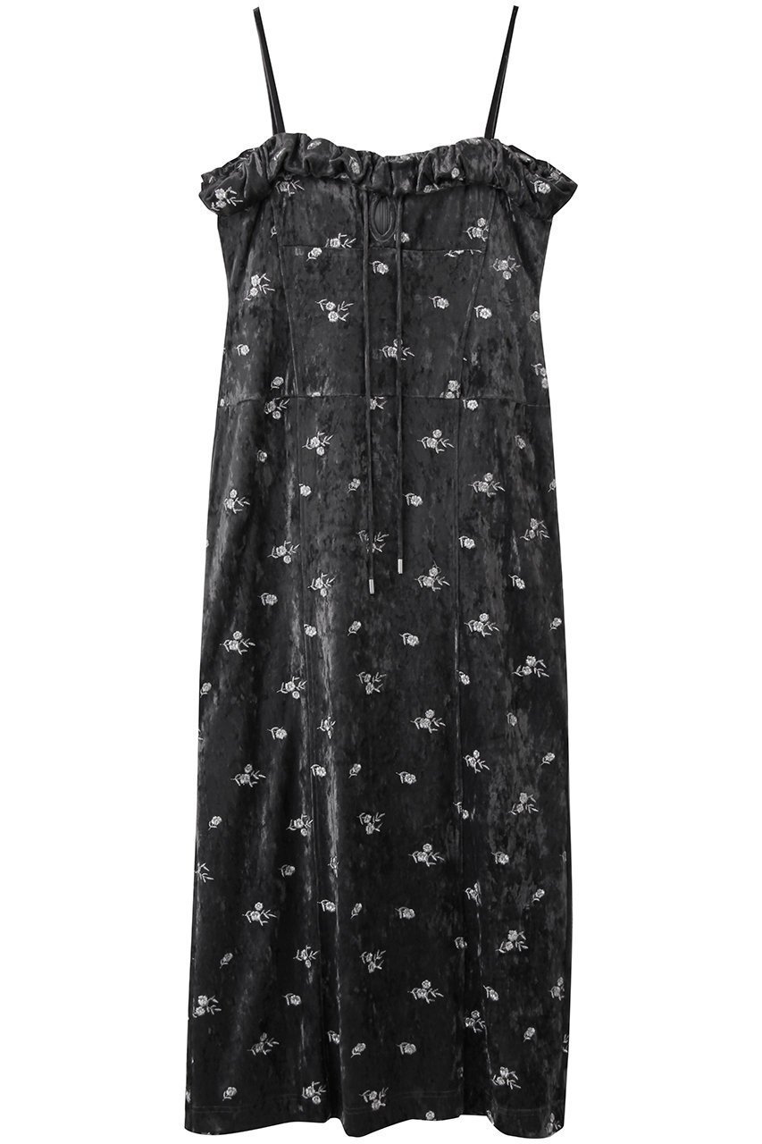 【メゾンスペシャル/MAISON SPECIAL】のFlower Embroidery Velour Camisole Dress/フラワーエンブロイダリーベロアキャミワンピース インテリア・キッズ・メンズ・レディースファッション・服の通販 founy(ファニー) 　ファッション　Fashion　レディースファッション　Fashion for Women　ワンピース　Dresses　フォーマル・パーティードレス・結婚式用ドレス　Elegant & Casual Dresses　キャミソールワンピース　Camisole Dresses　チュニック　Tunic Tops & Dresses　おすすめ　Recommended / Our Picks　キャミワンピース　Cami Dress, Slip Dress　シルバー　Silver, Metallic Silver　ジャケット　Jacket, Outerwear　ストレッチ　Stretch, Stretchy Fabric　チュニック　Tunic, Long Top　フィット　Fit, Slim Fit　フェミニン　Feminine, Girly　フリル　Frill, Ruffle　ベロア　Velour, Soft Velvet　ライダース　Riders　ラップ　Wrap, Wrap Design　ロング　Long, Long-Length　A/W・秋冬　Autumn/Winter　GRY(グレー)|ID: prp329100004874825 ipo3291000000036360705