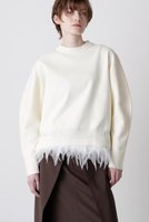 【ヒューエルミュージアム/hueLe Museum】の【hLM】フェザーレイヤードニット 人気、トレンドファッション・服の通販 founy(ファニー) ファッション Fashion レディースファッション Fashion for Women トップス・カットソー Cut & Sew Tops ニット Knit Tops & Sweaters カジュアルプルオーバー・ニットトップス Pullovers & Knit Tops / Casual Pullovers インナー Innerwear エレガント 上品 Elegant オーガンジー Organza Fabric ジャケット Jacket, Outerwear フェザー Feather, Feather Detail |ID:prp329100004874841