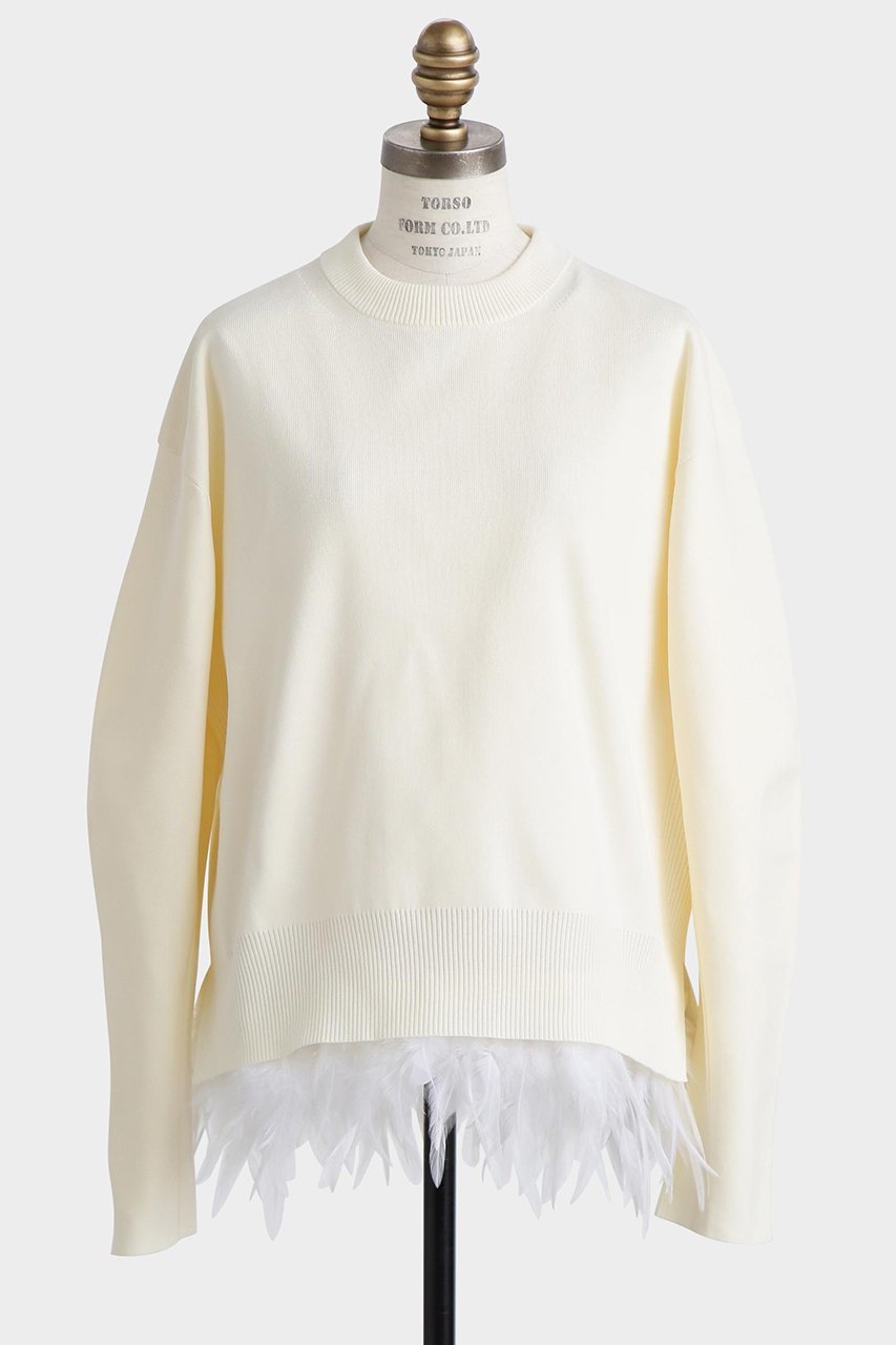 【ヒューエルミュージアム/hueLe Museum】の【hLM】フェザーレイヤードニット 人気、トレンドファッション・服の通販 founy(ファニー) 　ファッション　Fashion　レディースファッション　Fashion for Women　トップス・カットソー　Cut & Sew Tops　ニット　Knit Tops & Sweaters　カジュアルプルオーバー・ニットトップス　Pullovers & Knit Tops / Casual Pullovers　インナー　Innerwear　エレガント 上品　Elegant　オーガンジー　Organza Fabric　ジャケット　Jacket, Outerwear　フェザー　Feather, Feather Detail　other-2|ID: prp329100004874841 ipo3291000000036360846