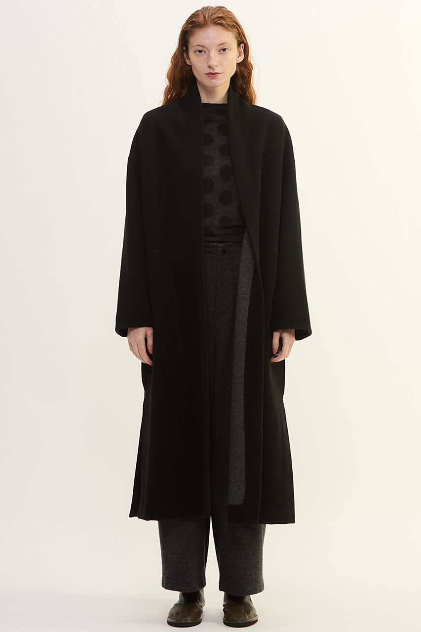 【プレインピープル/PLAIN PEOPLE】のカシミヤフリースコート インテリア・キッズ・メンズ・レディースファッション・服の通販 founy(ファウニー) 　ファッション　Fashion　レディースファッション　Fashion for Women　アウター　Coat / Outerwear Collection　コート・ロングコート・ピーコート　Long Coats, Peacoats & More　なめらか　Smooth, Silky Texture　ガウン　Gown, Robe　ストール　Stole, Wrap　スリット　Slit, Slit Detail　タートル　Turtleneck, Turtle Collar　ロング　Long, Long-Length　ブラック|ID: prp329100004874879 ipo3291000000036801930