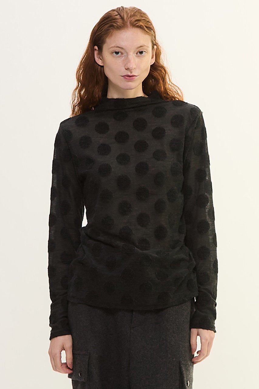 【プレインピープル/PLAIN PEOPLE】のドットジャージハイネックTシャツ 人気、トレンドファッション・服の通販 founy(ファニー) 　ファッション　Fashion　レディースファッション　Fashion for Women　トップス・カットソー　Cut & Sew Tops　シャツ・ブラウス・オフィスカジュアル　Elegant Blouses & Button-Ups　ロングTシャツ・Tシャツ　Longline T-Shirts & Tees　カットソー・ベーシックTシャツ　Cut-and-Sewn Tops / Stretch Tees & Basics　インナー　Innerwear　シアー　Sheer, See-Through　スリーブ　Sleeve, Long Sleeve / Short Sleeve　ドット　Polka Dot, Dot Pattern　フィット　Fit, Slim Fit　ロング　Long, Long-Length　冬　Winter / This Winter　 other-1|ID: prp329100004874880 ipo3291000000036361149