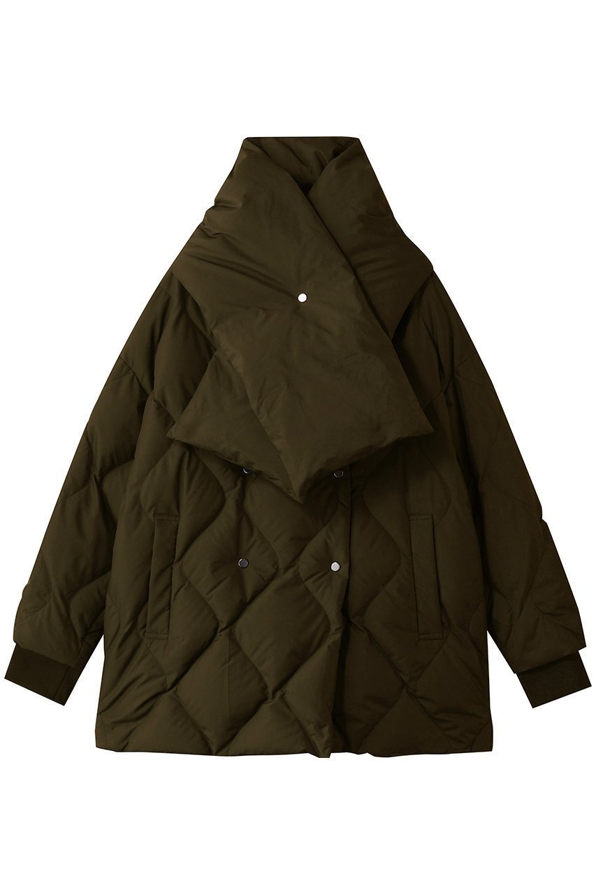 【リムアーク/RIM.ARK】のDouble breasted stole down CT/コート インテリア・キッズ・メンズ・レディースファッション・服の通販 founy(ファウニー) 　ファッション　Fashion　レディースファッション　Fashion for Women　アウター　Coat / Outerwear Collection　コート・ロングコート・ピーコート　Long Coats, Peacoats & More　おすすめ　Recommended / Our Picks　コンパクト　Compact, Small Size　ストール　Stole, Wrap　ダウン　Down, Puffer　バランス　Balance, Style Balance　モダン　Modern, Contemporary　人気　Popular, Best Seller　カーキ|ID: prp329100004874884 ipo3291000000036361183