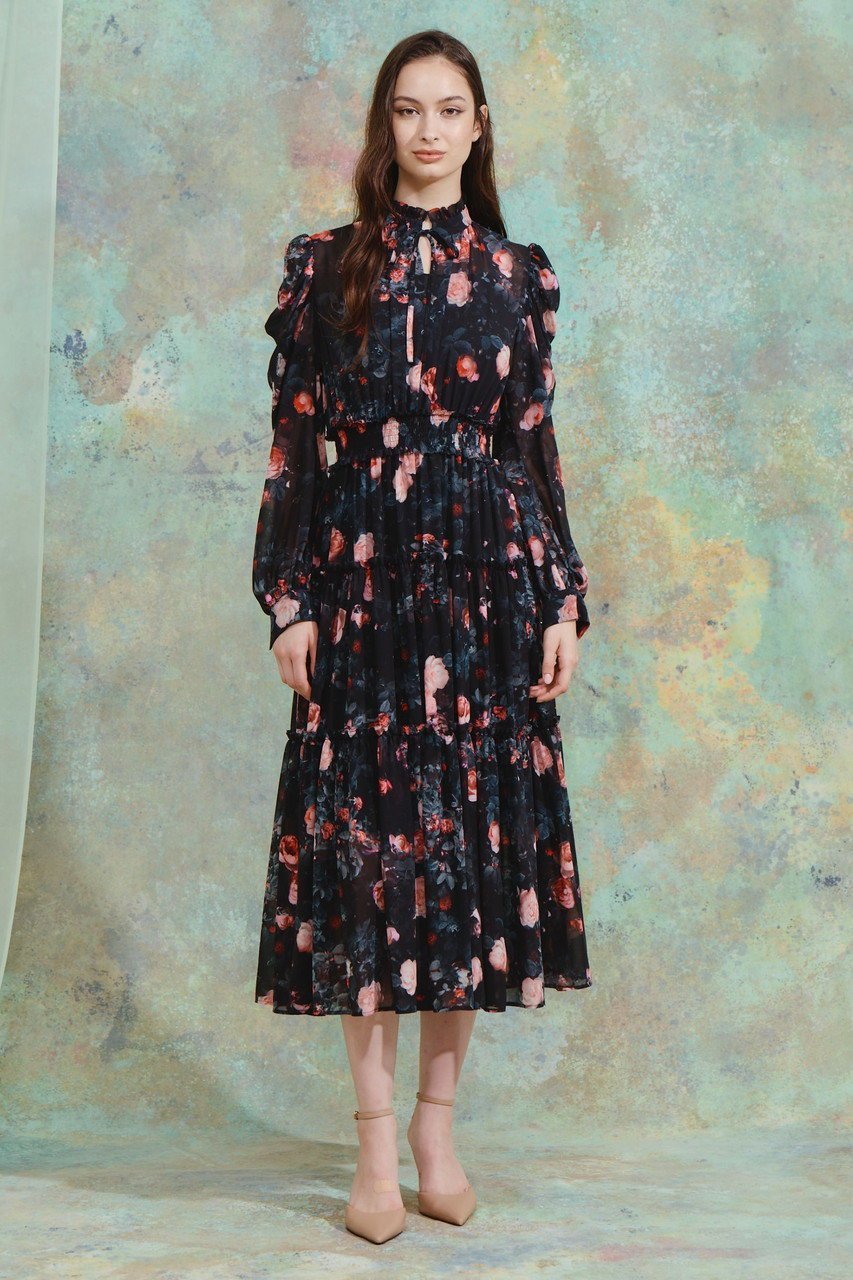 【コルコバード/CORCOVADO】のローザシフォンドレス 人気、トレンドファッション・服の通販 founy(ファニー) 　ファッション　Fashion　レディースファッション　Fashion for Women　ワンピース　Dresses　フォーマル・パーティードレス・結婚式用ドレス　Elegant & Casual Dresses　チュニック　Tunic Tops & Dresses　シフォン　Chiffon, Lightweight Fabric　チュニック　Tunic, Long Top　ドレス　Dress, One-Piece　プリント　Print, Printed Pattern　ローズ　Rose, Rose Motif　other-7|ID: prp329100004874951 ipo3291000000036361751