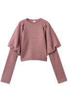 【マノフ/MANOF】のPUFFY SLEEVE KNIT 大人の最旬トレンドファッション＆コーディネート founy(ファウニー) ファッション Fashion レディースファッション Fashion for Women トップス・カットソー Cut & Sew Tops ニット Knit Tops & Sweaters カジュアルプルオーバー・ニットトップス Pullovers & Knit Tops / Casual Pullovers スリーブ Sleeve, Long Sleeve / Short Sleeve チュール Tulip, Tulip Motif thumbnail PINK|ID: prp329100004874974 ipo3291000000036518665