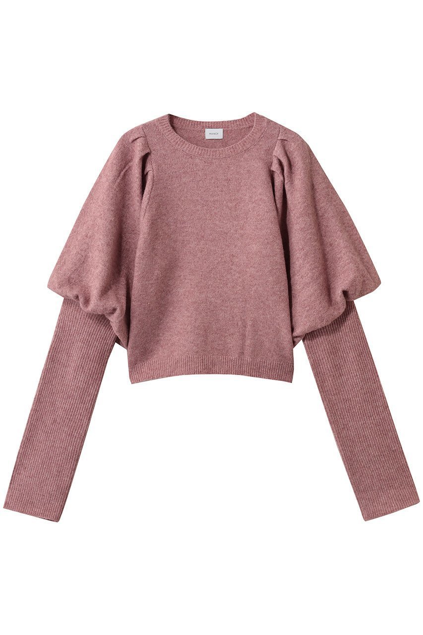 【マノフ/MANOF】のPUFFY SLEEVE KNIT インテリア・キッズ・メンズ・レディースファッション・服の通販 founy(ファウニー) 　ファッション　Fashion　レディースファッション　Fashion for Women　トップス・カットソー　Cut & Sew Tops　ニット　Knit Tops & Sweaters　カジュアルプルオーバー・ニットトップス　Pullovers & Knit Tops / Casual Pullovers　スリーブ　Sleeve, Long Sleeve / Short Sleeve　チュール　Tulip, Tulip Motif　PINK|ID: prp329100004874974 ipo3291000000036518665