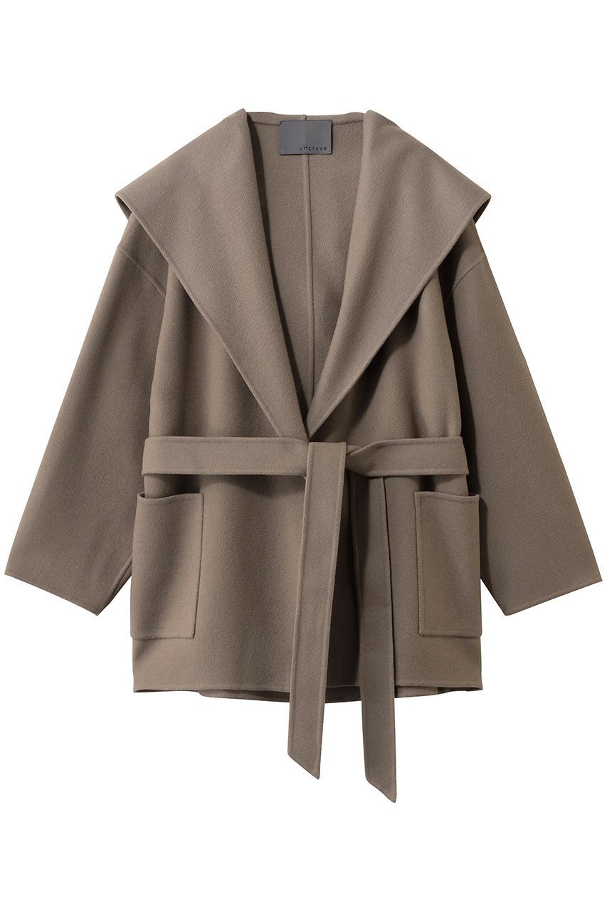 【アンクレイヴ/uncrave】のメルトンリバー フーデットコート インテリア・キッズ・メンズ・レディースファッション・服の通販 founy(ファニー) 　ファッション　Fashion　レディースファッション　Fashion for Women　アウター　Coat / Outerwear Collection　コート・ロングコート・ピーコート　Long Coats, Peacoats & More　ショート　Short, Short Length　ミドル　Middle Length, Mid Height　メルトン　Melton, Heavy Wool　エレガント 上品　Elegant　トープ|ID: prp329100004875002 ipo3291000000036362150