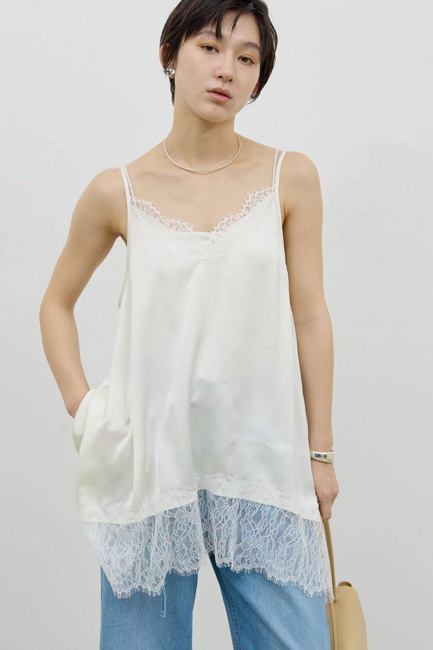 【ガリャルダガランテ/GALLARDAGALANTE】のレースキャミチュニック インテリア・キッズ・メンズ・レディースファッション・服の通販 founy(ファニー) 　ファッション　Fashion　レディースファッション　Fashion for Women　ワンピース　Dresses　チュニック　Tunic Tops & Dresses　サテン　Satin, Glossy Fabric　ショルダー　Shoulder, Shoulder Strap　ジャケット　Jacket, Outerwear　チュニック　Tunic, Long Top　デニム　Denim, Jeans Material　レース　Lace, Lace Fabric　再入荷　Restock / Back in Stock　エクリュ|ID: prp329100004875009 ipo3291000000036362210