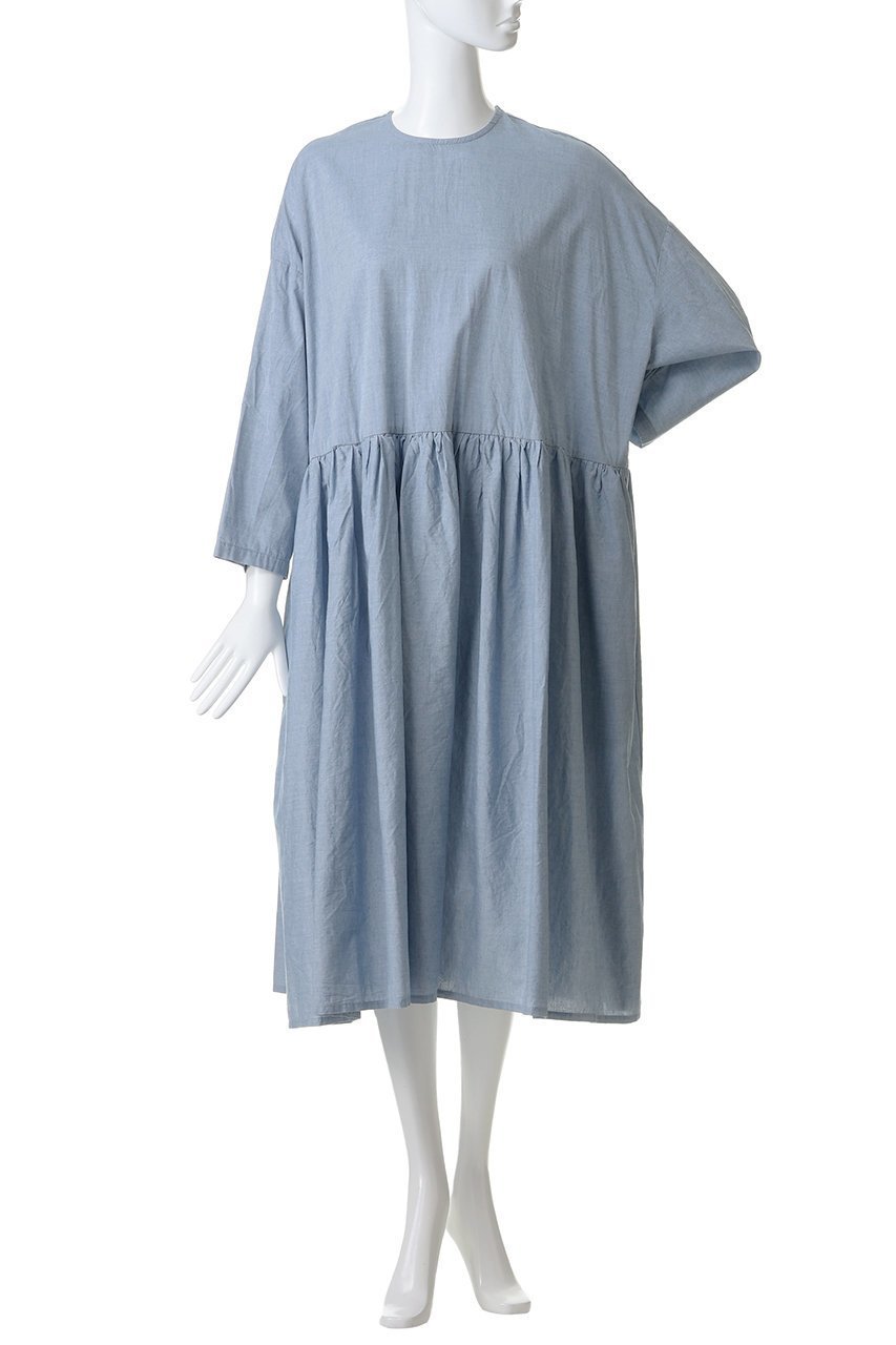 【ミディウミ/MidiUmi】のchambray gather OP ワンピース 人気、トレンドファッション・服の通販 founy(ファニー) 　ファッション　Fashion　レディースファッション　Fashion for Women　ワンピース　Dresses　チュニック　Tunic Tops & Dresses　ギャザー　Gathered, Ruffled　シンプル　Simple, Minimal　チュニック　Tunic, Long Top　リラックス　Relax, Relaxed Fit　ロング　Long, Long-Length　エレガント 上品　Elegant　夏　Summer　春　Spring　S/S・春夏　SS, Spring/Summer, Warm Season　other-2|ID: prp329100004875014 ipo3291000000036362258