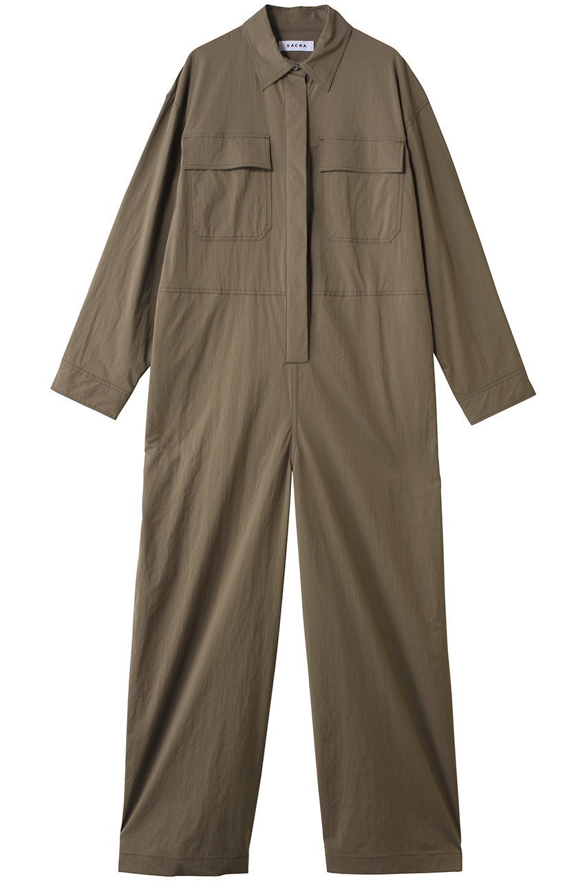 【サクラ/SACRA】のナイロンストレッチオールインワン インテリア・キッズ・メンズ・レディースファッション・服の通販 founy(ファウニー) 　ファッション　Fashion　レディースファッション　Fashion for Women　パンツ　Pants & Trousers　スーツ　Suit, Formalwear　タフタ　Taffeta, Structured Fabric　アッシュカーキ|ID: prp329100004875106 ipo3291000000036828050