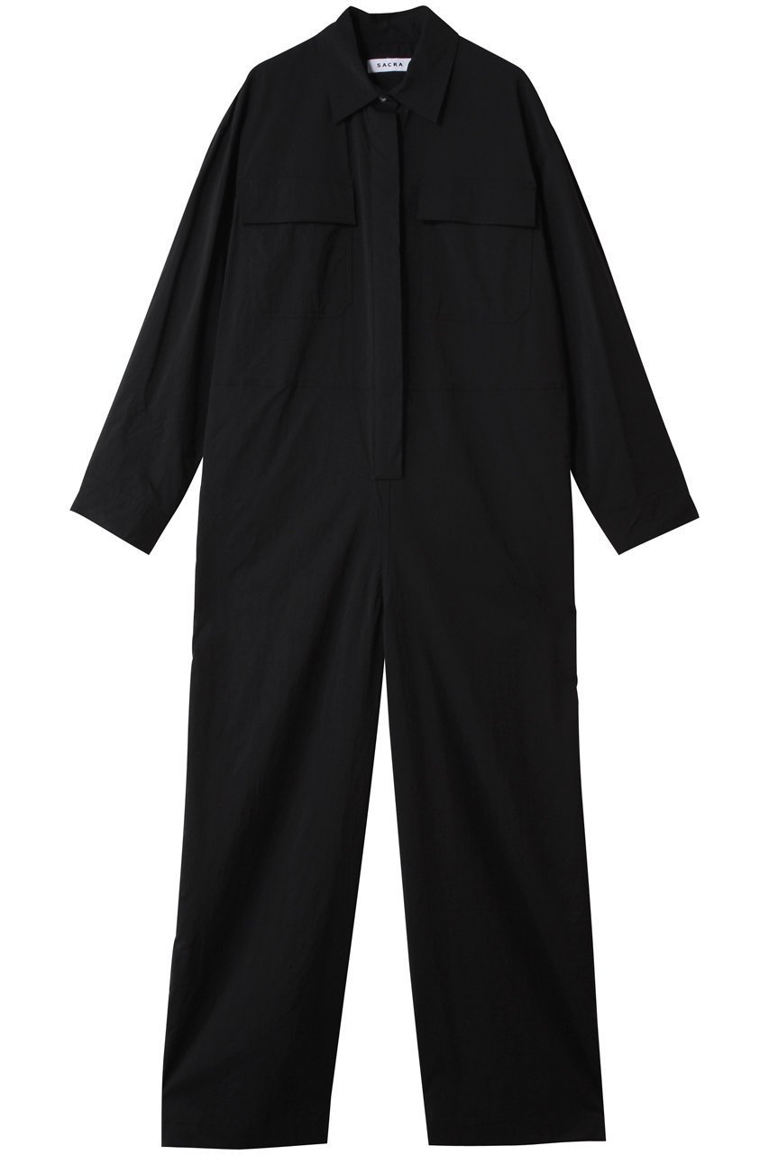 【サクラ/SACRA】のナイロンストレッチオールインワン インテリア・キッズ・メンズ・レディースファッション・服の通販 founy(ファウニー) 　ファッション　Fashion　レディースファッション　Fashion for Women　パンツ　Pants & Trousers　スーツ　Suit, Formalwear　タフタ　Taffeta, Structured Fabric　ブラック|ID: prp329100004875106 ipo3291000000036828051