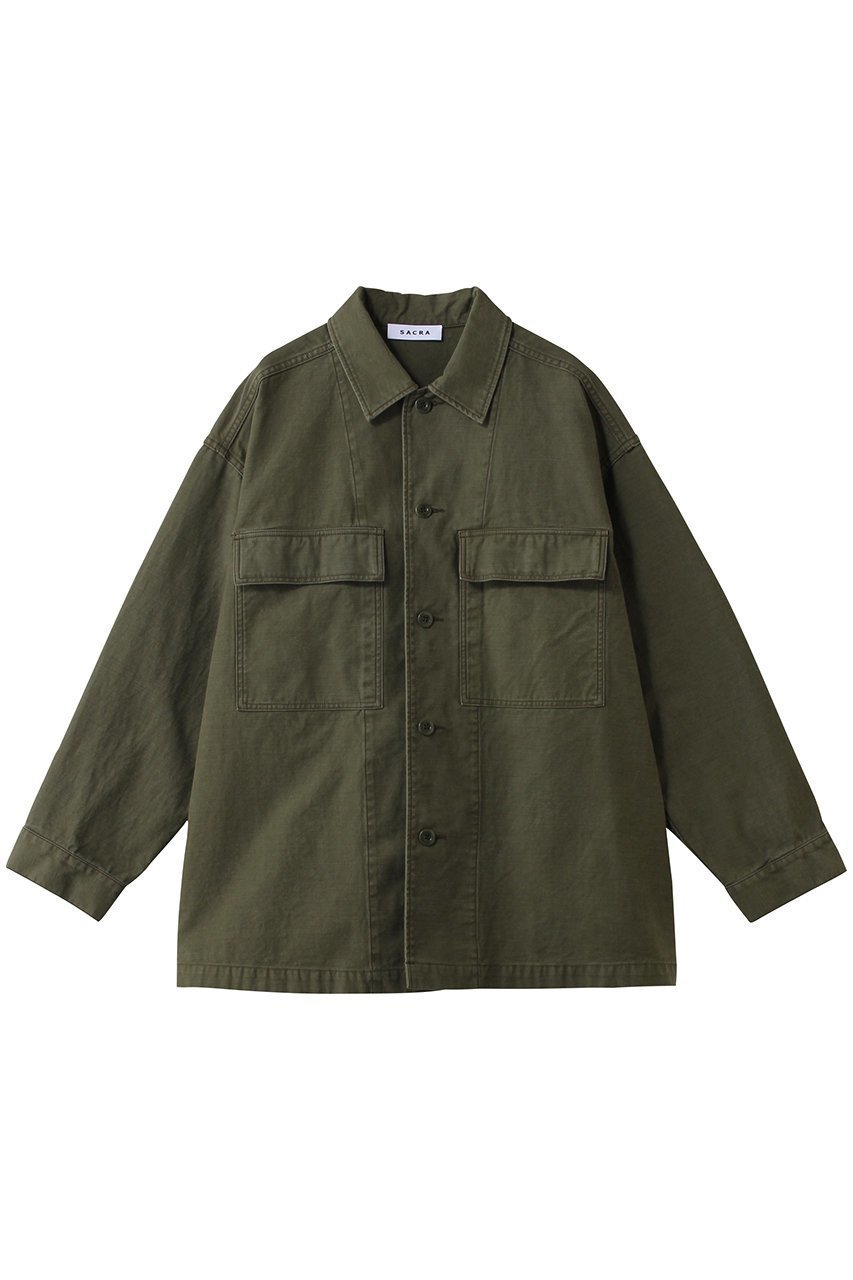【サクラ/SACRA】のヴィンテージバックサテンシャツジャケット インテリア・キッズ・メンズ・レディースファッション・服の通販 founy(ファニー) 　ファッション　Fashion　レディースファッション　Fashion for Women　アウター　Coat / Outerwear Collection　レディースジャケット・軽アウター　Jackets　サテン　Satin, Glossy Fabric　ジャケット　Jacket, Outerwear　ストーン　Stone, Gem-Like　フラップ　Flap, Flap Pocket　ポケット　Pocket, Pocket Detail　ミリタリー　Military, Army Style　ヴィンテージ　Vintage Style　再入荷　Restock / Back in Stock　夏　Summer　春　Spring　S/S・春夏　SS, Spring/Summer, Warm Season　カーキ|ID: prp329100004875108 ipo3291000000036362634