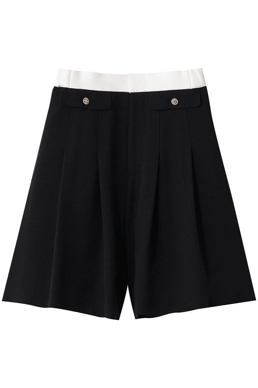 【エムダブリュー/MW】のバックサテン タック パンツ インテリア・キッズ・メンズ・レディースファッション・服の通販 founy(ファニー) 　ファッション　Fashion　レディースファッション　Fashion for Women　パンツ　Pants & Trousers　ショートパンツ・ハーフパンツ　High-Waisted & Relaxed Shorts　バッグ　Bags　サテン　Satin, Glossy Fabric　ショート　Short, Short Length　フォーマル　Formal, Dressy　エレガント 上品　Elegant　ブラック|ID: prp329100004875119 ipo3291000000036362743