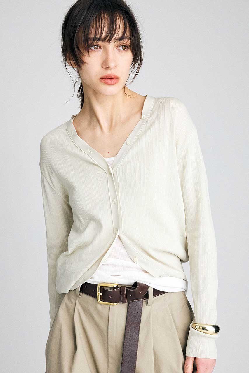 【ブリル/BRILL】のランダムリブカーディガン インテリア・キッズ・メンズ・レディースファッション・服の通販 founy(ファウニー) 　ファッション　Fashion　レディースファッション　Fashion for Women　トップス・カットソー　Cut & Sew Tops　ニット　Knit Tops & Sweaters　カーディガン・羽織り　Layered Style Cardigans　カーディガン　Cardigan, Knitwear　ストレッチ　Stretch, Stretchy Fabric　ベーシック　Basic, Essential　ランダム　Random, Irregular　エレガント 上品　Elegant　ライトベージュ|ID: prp329100004875140 ipo3291000000036547543