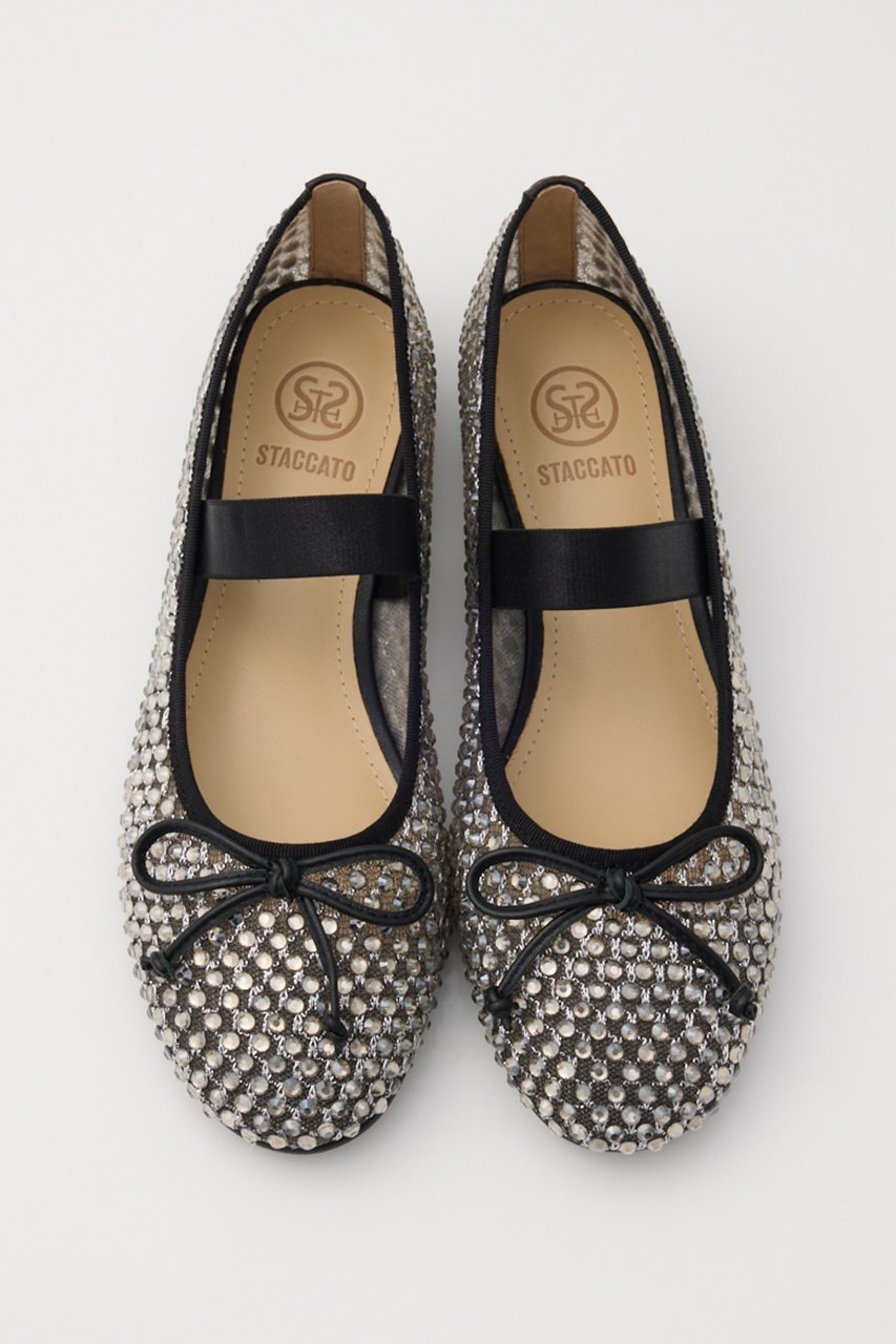 【スタッカート/STACCATO】のクリスタルメッシュリボンフラット インテリア・キッズ・メンズ・レディースファッション・服の通販 founy(ファニー) 　ファッション　Fashion　レディースファッション　Fashion for Women　クッション　Cushion, Throw Pillow　コンビ　Combo, Combination Style　シューズ　Shoes, Footwear　ストーン　Stone, Gem-Like　フェミニン　Feminine, Girly　フラット　Flat, Flat Shoes　メッシュ　Mesh, Net Fabric　ブラック|ID: prp329100004875154 ipo3291000000036363027