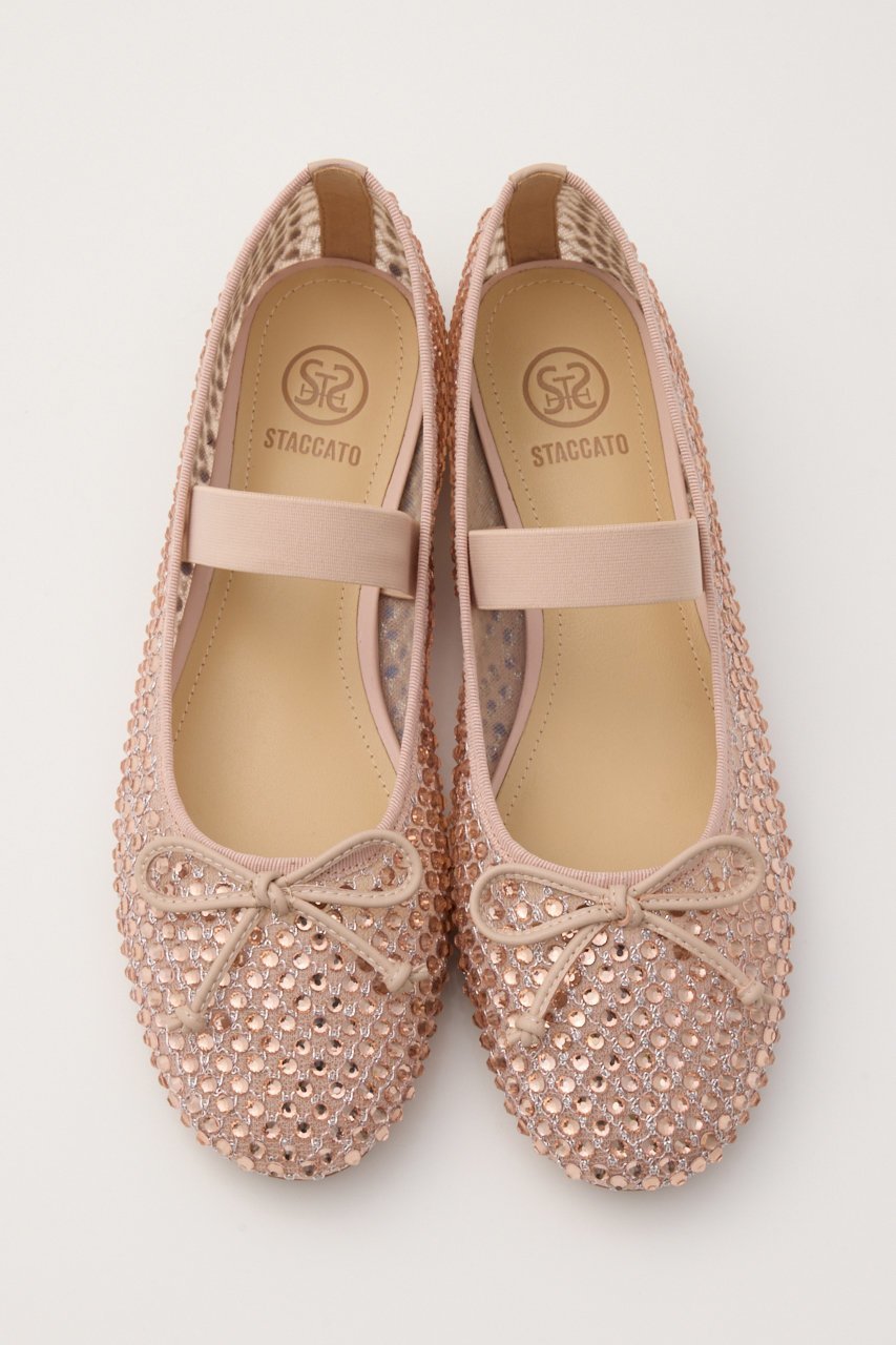 【スタッカート/STACCATO】のクリスタルメッシュリボンフラット インテリア・キッズ・メンズ・レディースファッション・服の通販 founy(ファニー) 　ファッション　Fashion　レディースファッション　Fashion for Women　クッション　Cushion, Throw Pillow　コンビ　Combo, Combination Style　シューズ　Shoes, Footwear　ストーン　Stone, Gem-Like　フェミニン　Feminine, Girly　フラット　Flat, Flat Shoes　メッシュ　Mesh, Net Fabric　S.ピンク|ID: prp329100004875154 ipo3291000000036363028
