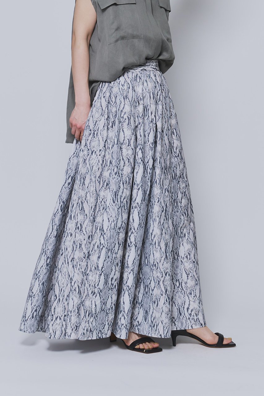 【プルミエ アロンディスモン/1er Arrondissement】のパイソンプリントスカート 人気、トレンドファッション・服の通販 founy(ファニー) 　ファッション　Fashion　レディースファッション　Fashion for Women　スカート　Skirts　ロングスカート　Long Skirts / Maxi & Midi Skirts　イタリア　Italy　ギャザー　Gathered, Ruffled　シンプル　Simple, Minimal　ジャカード／ジャガード　Jacquard, Woven Pattern　タフタ　Taffeta, Structured Fabric　パイソン　Python, Snakeskin Pattern　プリント　Print, Printed Pattern　ロング　Long, Long-Length　other-6|ID: prp329100004875170 ipo3291000000036363160
