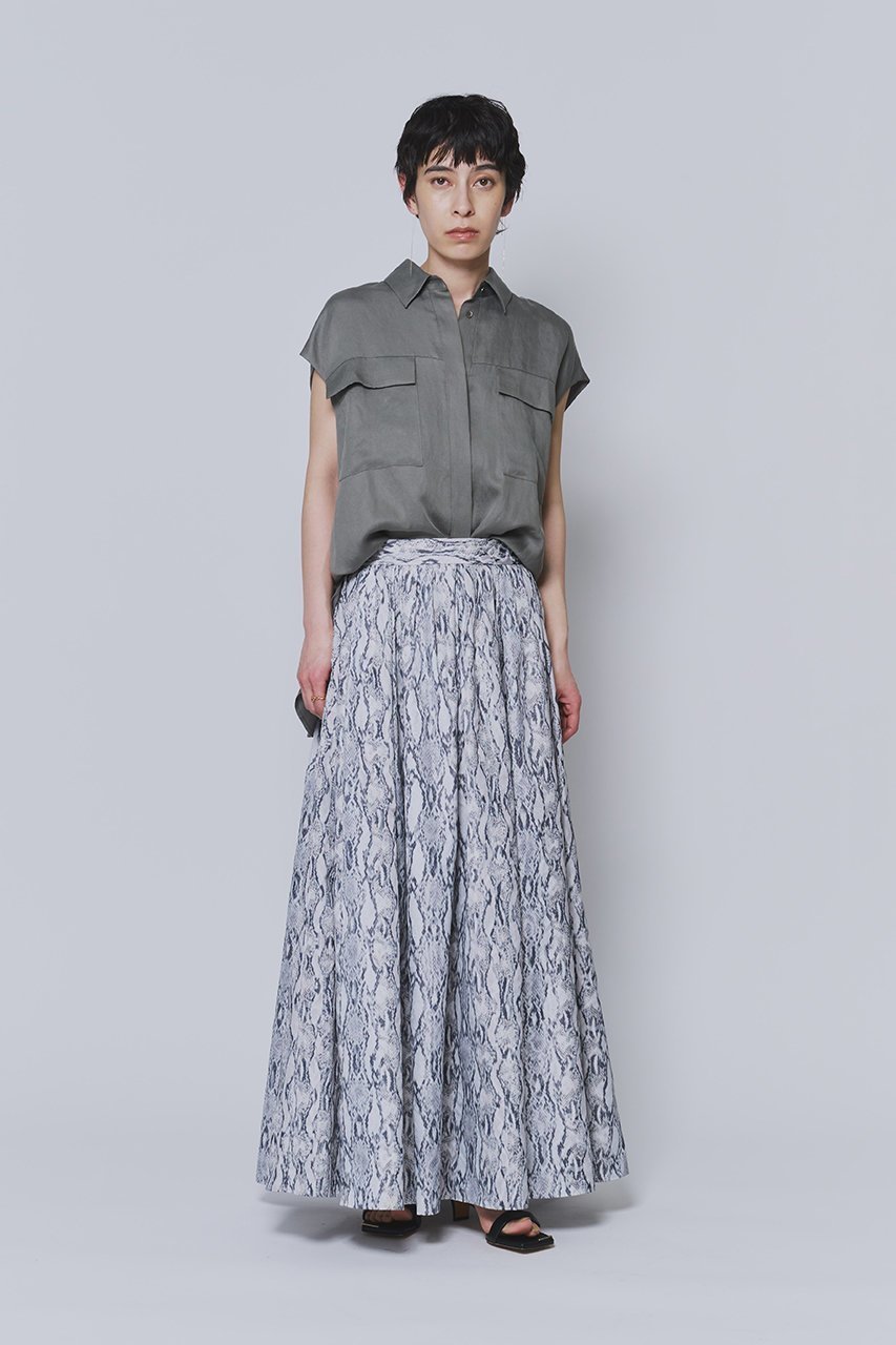 【プルミエ アロンディスモン/1er Arrondissement】のパイソンプリントスカート 人気、トレンドファッション・服の通販 founy(ファニー) 　ファッション　Fashion　レディースファッション　Fashion for Women　スカート　Skirts　ロングスカート　Long Skirts / Maxi & Midi Skirts　イタリア　Italy　ギャザー　Gathered, Ruffled　シンプル　Simple, Minimal　ジャカード／ジャガード　Jacquard, Woven Pattern　タフタ　Taffeta, Structured Fabric　パイソン　Python, Snakeskin Pattern　プリント　Print, Printed Pattern　ロング　Long, Long-Length　other-7|ID: prp329100004875170 ipo3291000000036363161