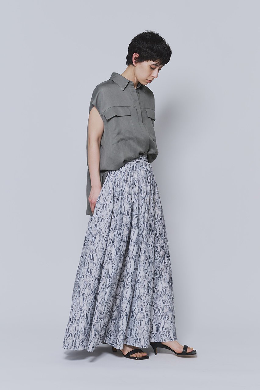 【プルミエ アロンディスモン/1er Arrondissement】のパイソンプリントスカート 人気、トレンドファッション・服の通販 founy(ファニー) 　ファッション　Fashion　レディースファッション　Fashion for Women　スカート　Skirts　ロングスカート　Long Skirts / Maxi & Midi Skirts　イタリア　Italy　ギャザー　Gathered, Ruffled　シンプル　Simple, Minimal　ジャカード／ジャガード　Jacquard, Woven Pattern　タフタ　Taffeta, Structured Fabric　パイソン　Python, Snakeskin Pattern　プリント　Print, Printed Pattern　ロング　Long, Long-Length　other-8|ID: prp329100004875170 ipo3291000000036363162