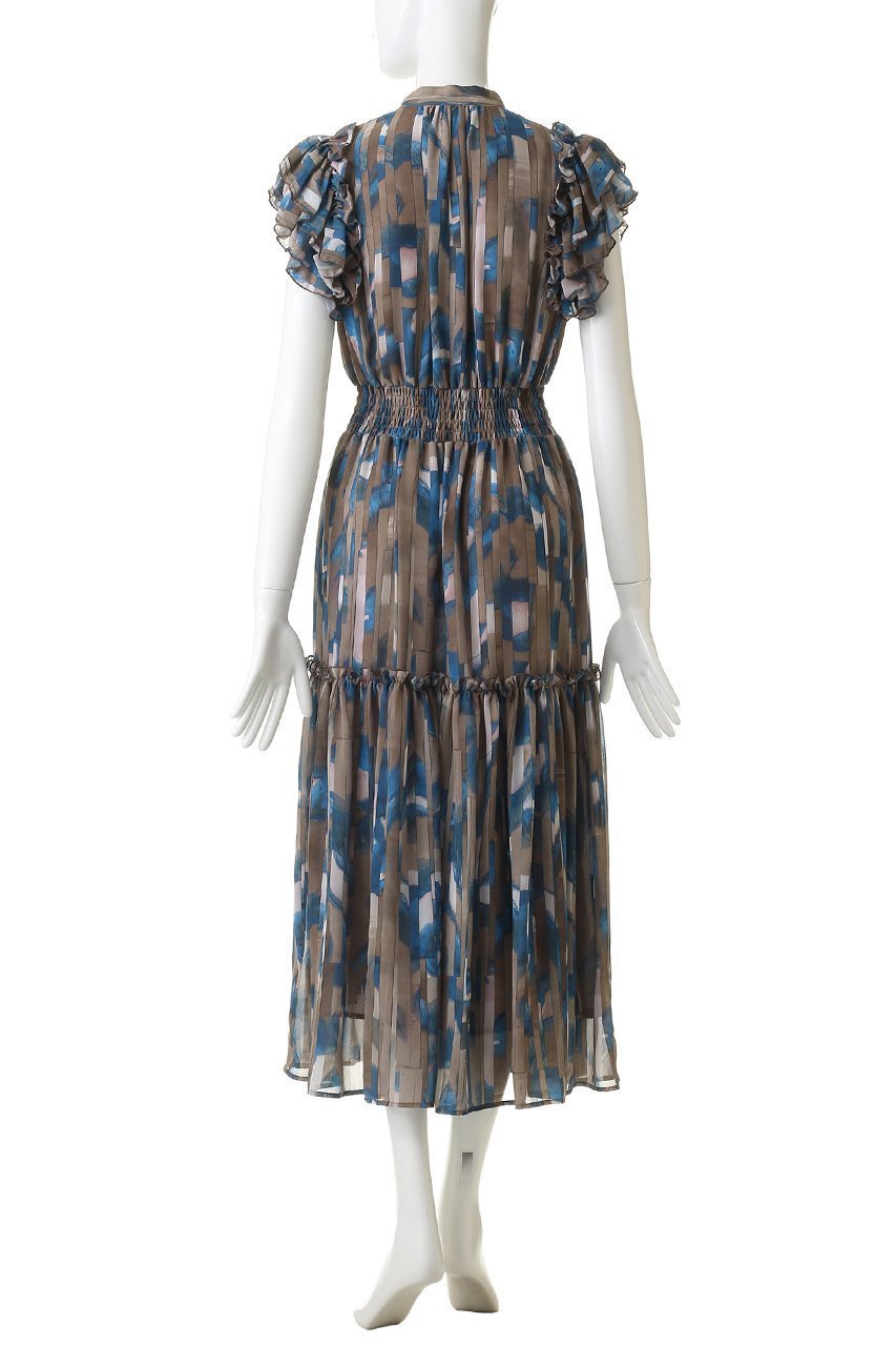 【コルコバード/CORCOVADO】のプリントシフォンラッフルショルダードレス 人気、トレンドファッション・服の通販 founy(ファニー) 　ファッション　Fashion　レディースファッション　Fashion for Women　ワンピース　Dresses　フォーマル・パーティードレス・結婚式用ドレス　Elegant & Casual Dresses　チュニック　Tunic Tops & Dresses　エレガント 上品　Elegant　シフォン　Chiffon, Lightweight Fabric　チュニック　Tunic, Long Top　フィット　Fit, Slim Fit　フリル　Frill, Ruffle　フレア　Flare, Flared　プリント　Print, Printed Pattern　モザイク　Mosaic, Geometric Pattern　リボン　Ribbon, Bow　other-4|ID: prp329100004875175 ipo3291000000036363198