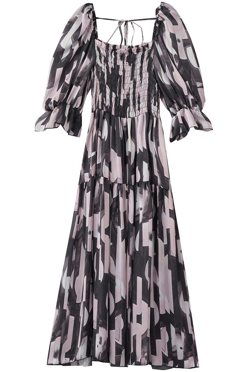 【コルコバード/CORCOVADO】のプリントシフォンパフスリーブドレス 人気、トレンドファッション・服の通販 founy(ファニー) 　ファッション　Fashion　レディースファッション　Fashion for Women　ワンピース　Dresses　フォーマル・パーティードレス・結婚式用ドレス　Elegant & Casual Dresses　チュニック　Tunic Tops & Dresses　エアリー　Airy Texture　シアー　Sheer, See-Through　シフォン　Chiffon, Lightweight Fabric　スクエア　Square, Square Shape　チュニック　Tunic, Long Top　フェミニン　Feminine, Girly　フレア　Flare, Flared　プリント　Print, Printed Pattern　新作・新入荷　New Arrivals / New In　 other-1|ID: prp329100004875176 ipo3291000000036363201