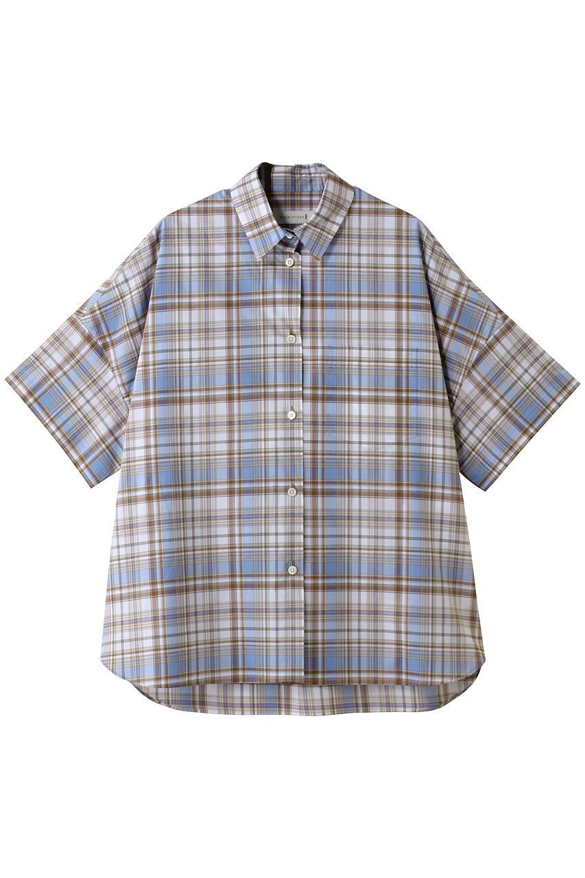 【マッキントッシュ/MACKINTOSH】のWHITEHILL ショートスリーブ チェックシャツ 人気、トレンドファッション・服の通販 founy(ファニー) 　ファッション　Fashion　レディースファッション　Fashion for Women　トップス・カットソー　Cut & Sew Tops　シャツ・ブラウス・オフィスカジュアル　Elegant Blouses & Button-Ups　ショート　Short, Short Length　スラックス　Slacks, Dress Pants　スリーブ　Sleeve, Long Sleeve / Short Sleeve　センター　Center, Center Line　チェック　Check, Plaid, Tartan　デニム　Denim, Jeans Material　モダン　Modern, Contemporary　リラックス　Relax, Relaxed Fit　ワイド　Wide, Wide Fit　 other-1|ID: prp329100004875188 ipo3291000000036363282