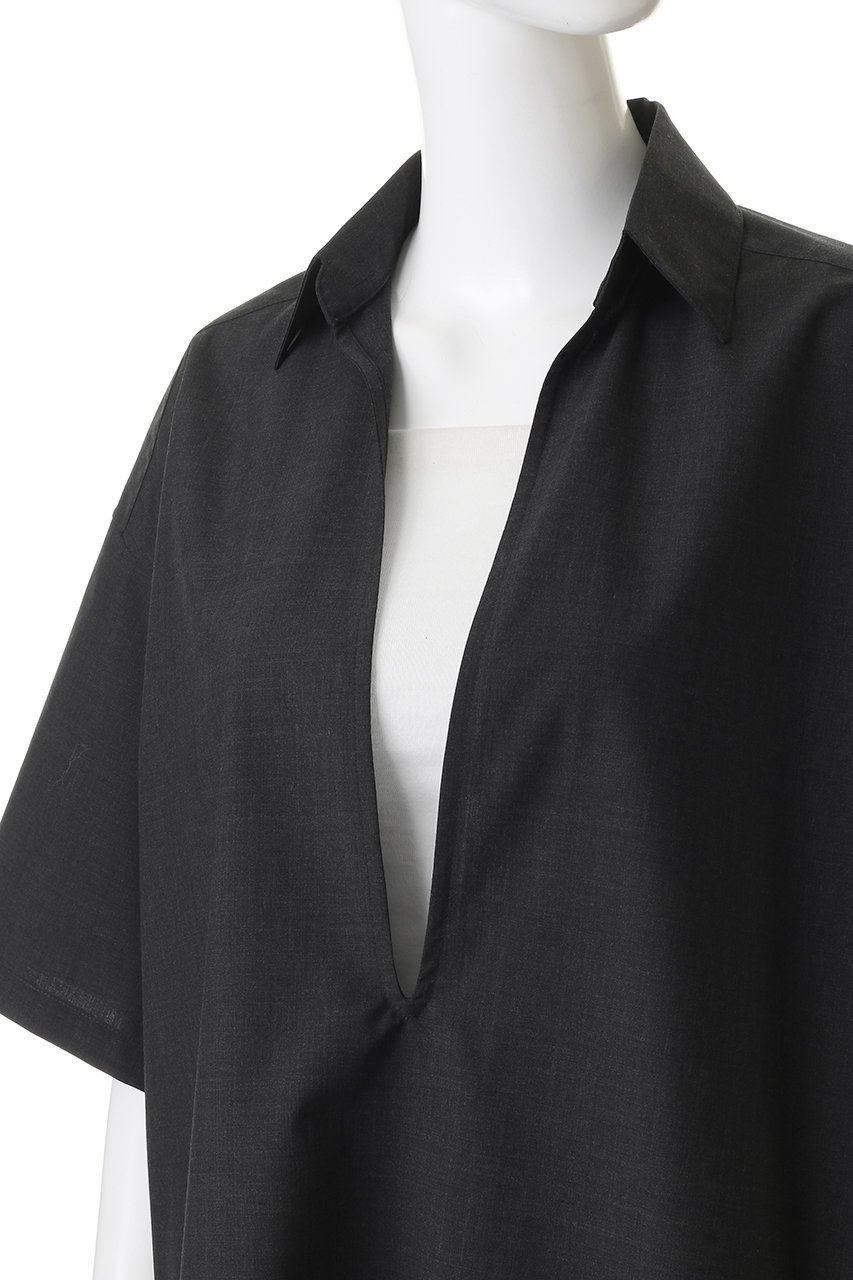 【グラフペーパー/Graphpaper】の【UNISEX】Fine Wool Heather S/S Skipper Shirt 人気、トレンドファッション・服の通販 founy(ファニー) 　ファッション　Fashion　レディースファッション　Fashion for Women　トップス・カットソー　Cut & Sew Tops　シャツ・ブラウス・オフィスカジュアル　Elegant Blouses & Button-Ups　ユニセックス　Unisex, Genderless　ショート　Short, Short Length　スキッパー　Skipper, Open Collar　スリーブ　Sleeve, Long Sleeve / Short Sleeve　ハーフ　Half, Half-Length　夏　Summer　定番　Standard, Basic Item　春　Spring　S/S・春夏　SS, Spring/Summer, Warm Season　other-5|ID: prp329100004875208 ipo3291000000036363415