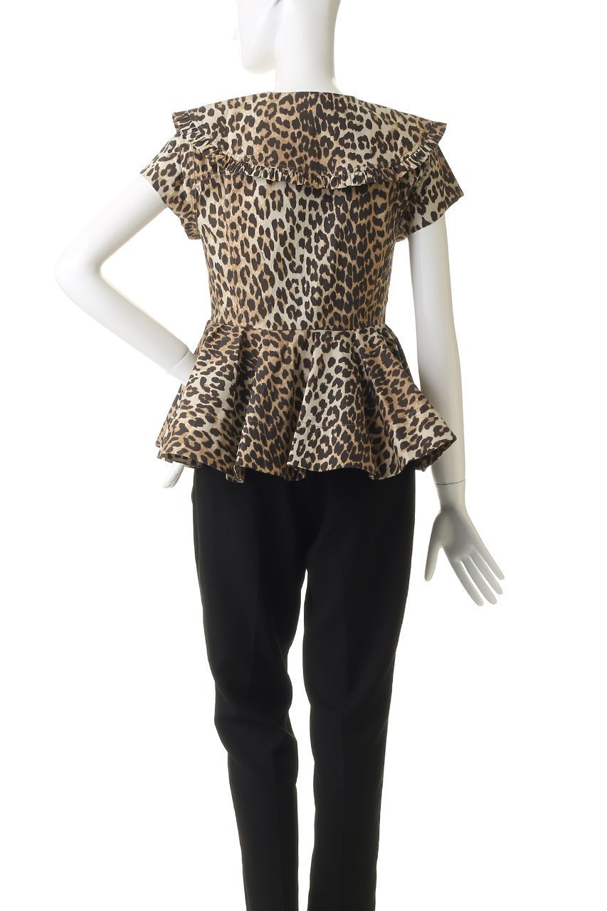 【ガニー/GANNI】のPrinted Stretch Cotton ピーターパン カラー シャツ 人気、トレンドファッション・服の通販 founy(ファニー) 　ファッション　Fashion　レディースファッション　Fashion for Women　トップス・カットソー　Cut & Sew Tops　シャツ・ブラウス・オフィスカジュアル　Elegant Blouses & Button-Ups　ショート　Short, Short Length　スリーブ　Sleeve, Long Sleeve / Short Sleeve　デニム　Denim, Jeans Material　フリル　Frill, Ruffle　フレア　Flare, Flared　ペプラム　Peplum, Flared Hem　other-4|ID: prp329100004875211 ipo3291000000036363430