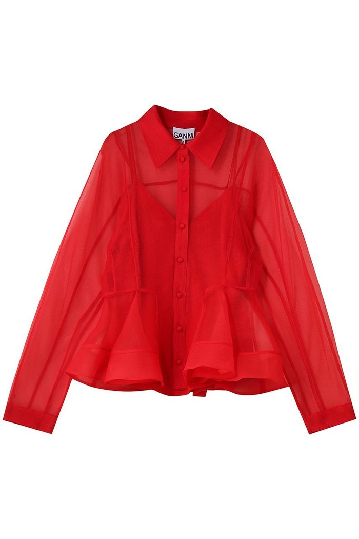 【ガニー/GANNI】のTextured Organza ペプラム シャツ インテリア・キッズ・メンズ・レディースファッション・服の通販 founy(ファニー) https://founy.com/ ファッション Fashion レディースファッション Fashion for Women トップス・カットソー Cut & Sew Tops シャツ・ブラウス・オフィスカジュアル Elegant Blouses & Button-Ups インナー Innerwear シアー Sheer, See-Through スラックス Slacks, Dress Pants スリーブ Sleeve, Long Sleeve / Short Sleeve ダウン Down, Puffer デニム Denim, Jeans Material ペプラム Peplum, Flared Hem ロング Long, Long-Length |ID: prp329100004875213 ipo3291000000036363433